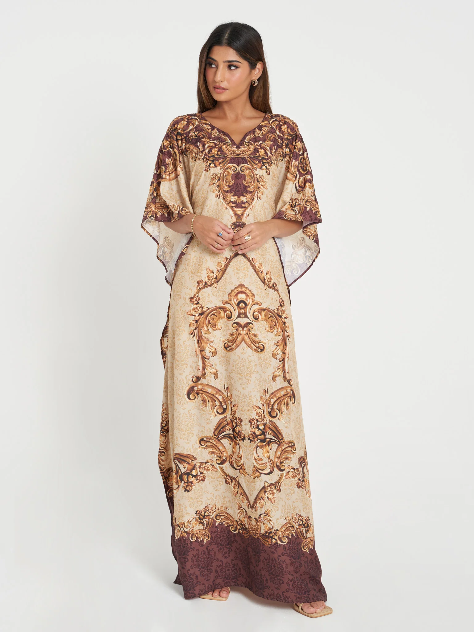 Poncho with Geometric Print