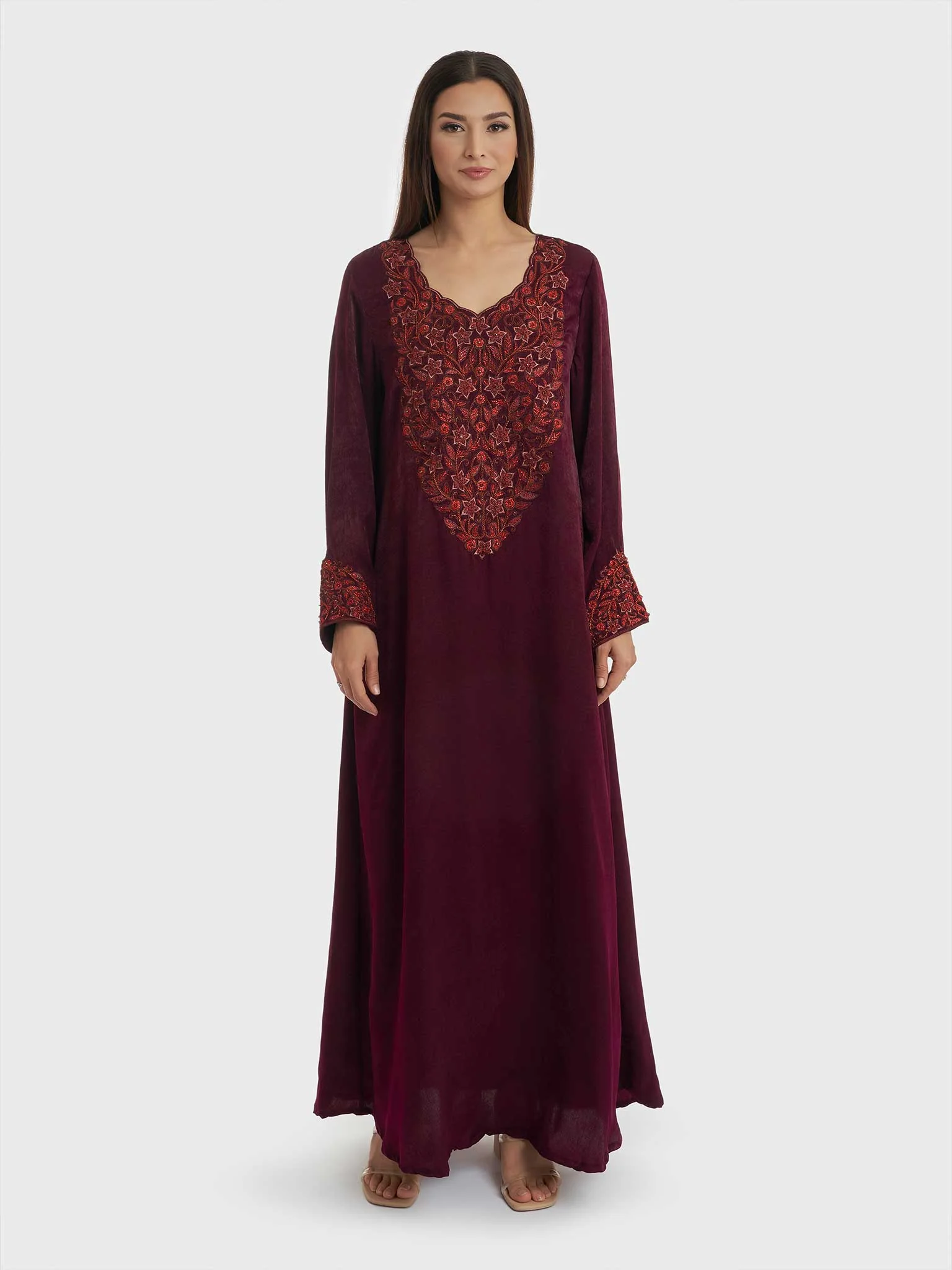 A-Line Jalabiya with Embroidery at Yoke (VG1966)
