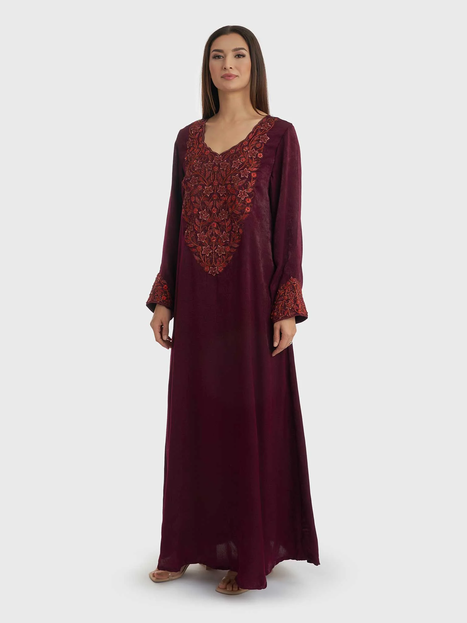 A-Line Jalabiya with Embroidery at Yoke (VG1966) - Image 3
