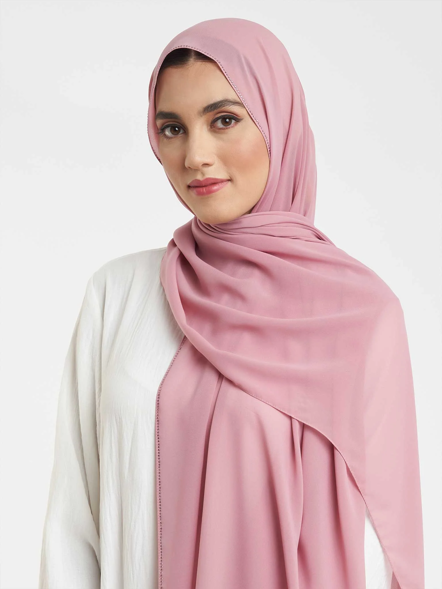 Soft Chiffon Scarf with Stone Line Border (KP11351L) - Image 14