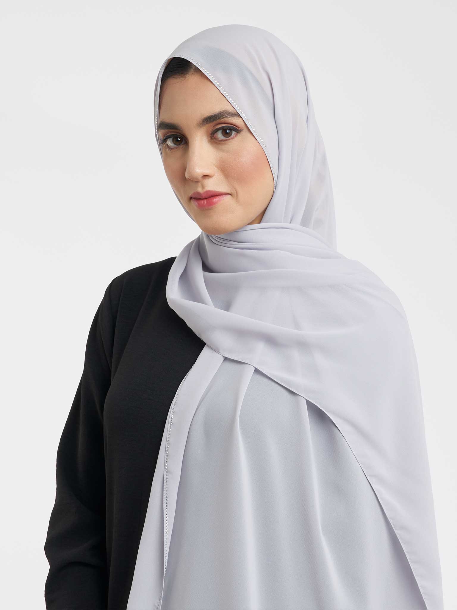 Soft Chiffon Scarf with Stone Line Border (KP11351L) - Image 23