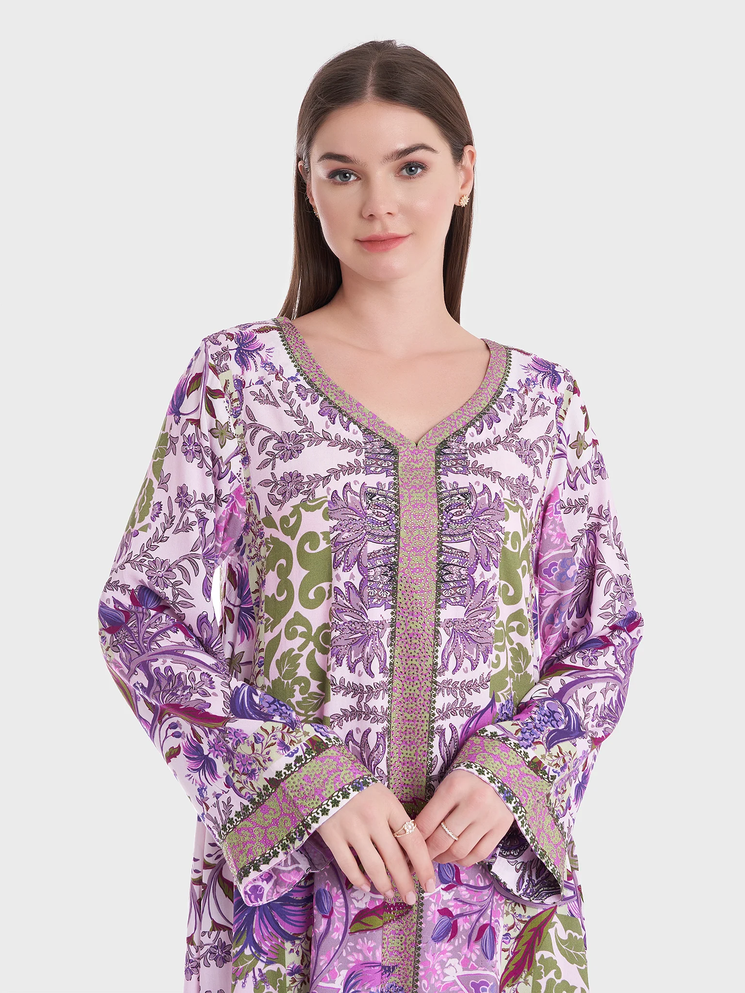Abstract and Floral Digital Print Jalabiya (VDE342)