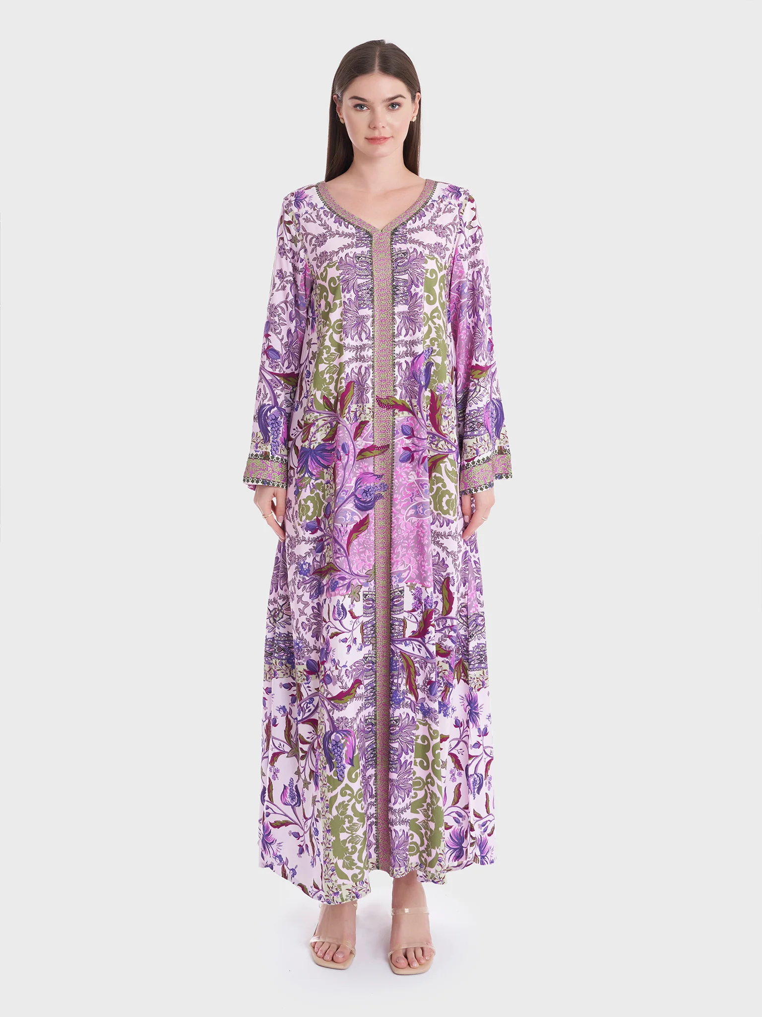 Abstract and Floral Digital Print Jalabiya (VDE342) - Image 2
