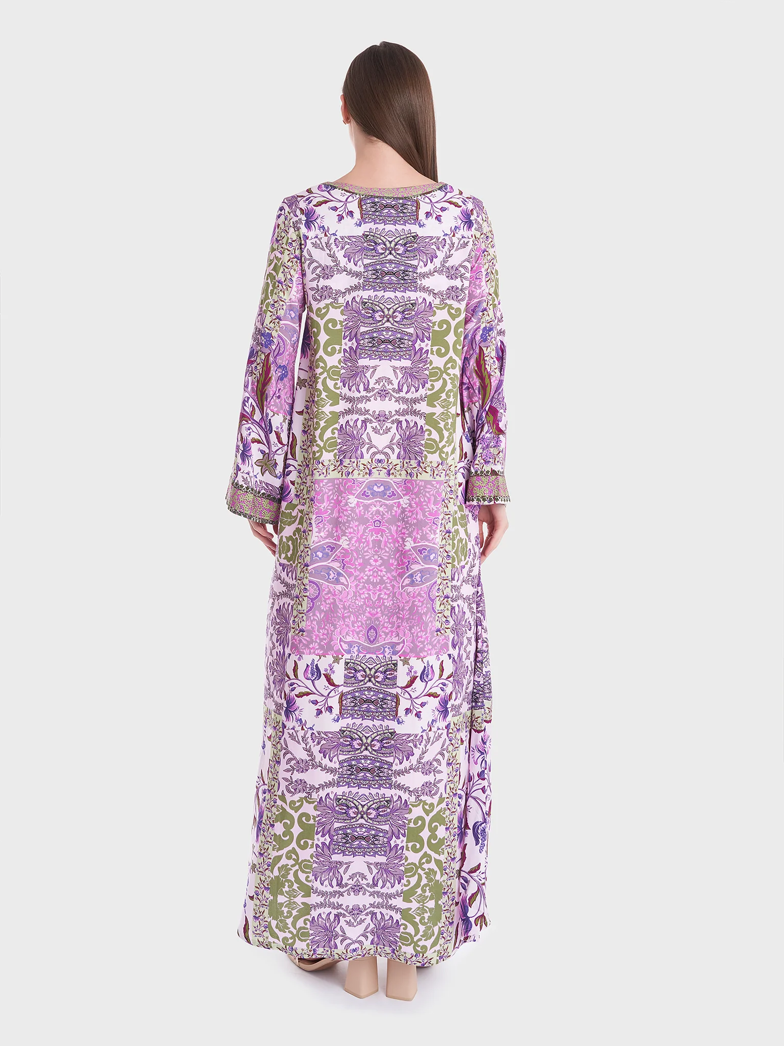 Abstract and Floral Digital Print Jalabiya (VDE342) - Image 4