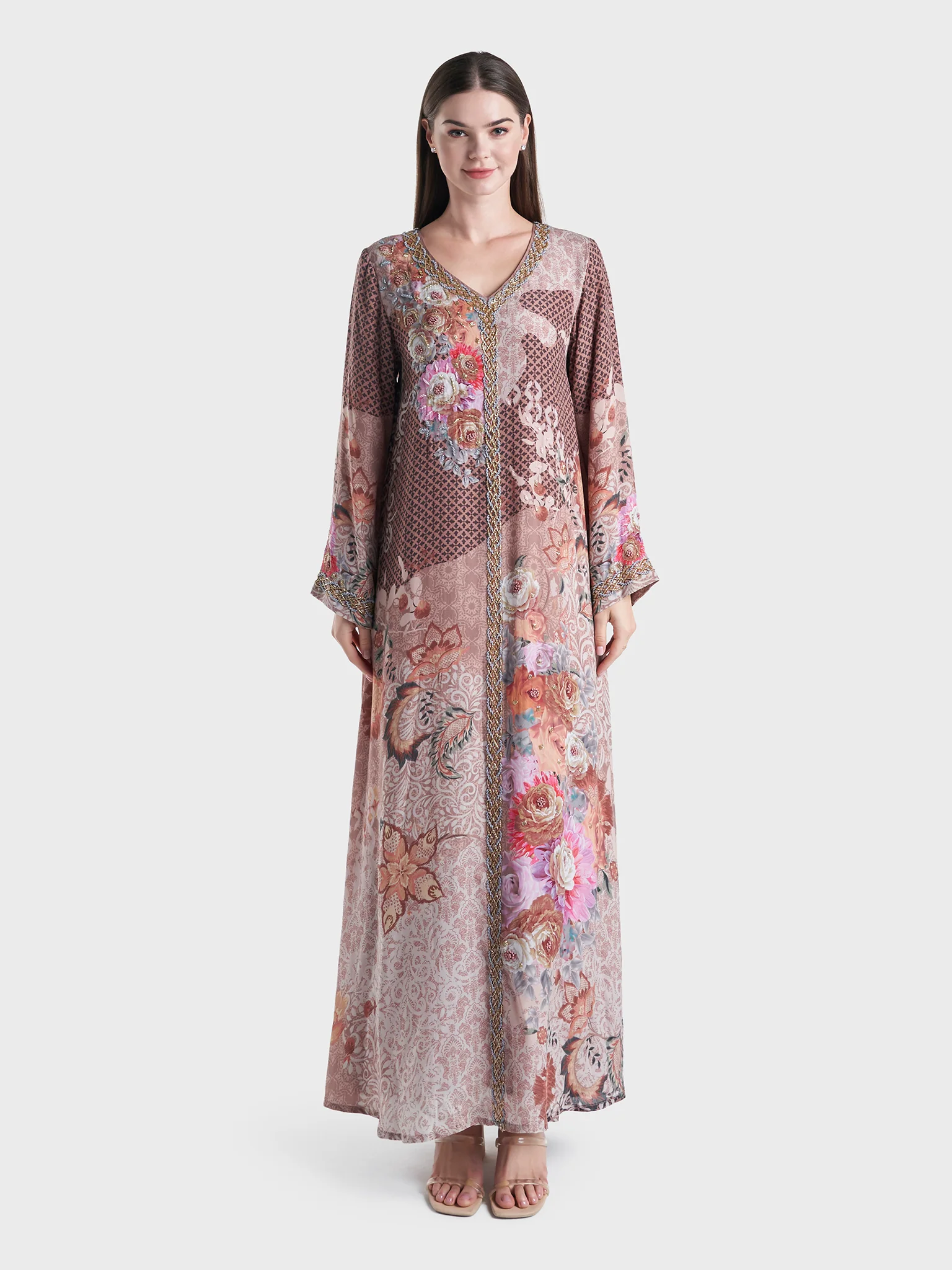 Viscose Crepe Abstract Print Handwork Jalabiya (VDM703) - Image 2
