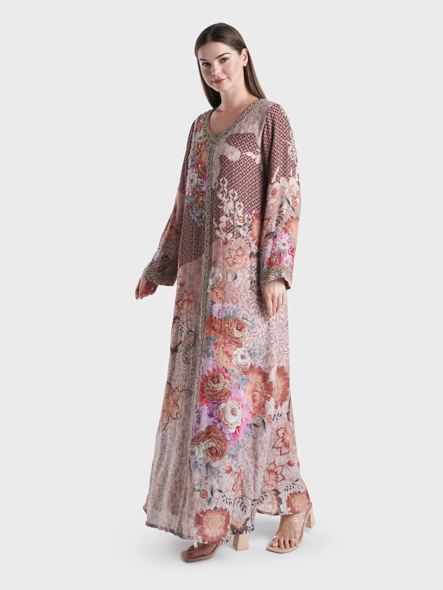 Viscose Crepe Abstract Print Handwork Jalabiya (VDM703) - Image 3
