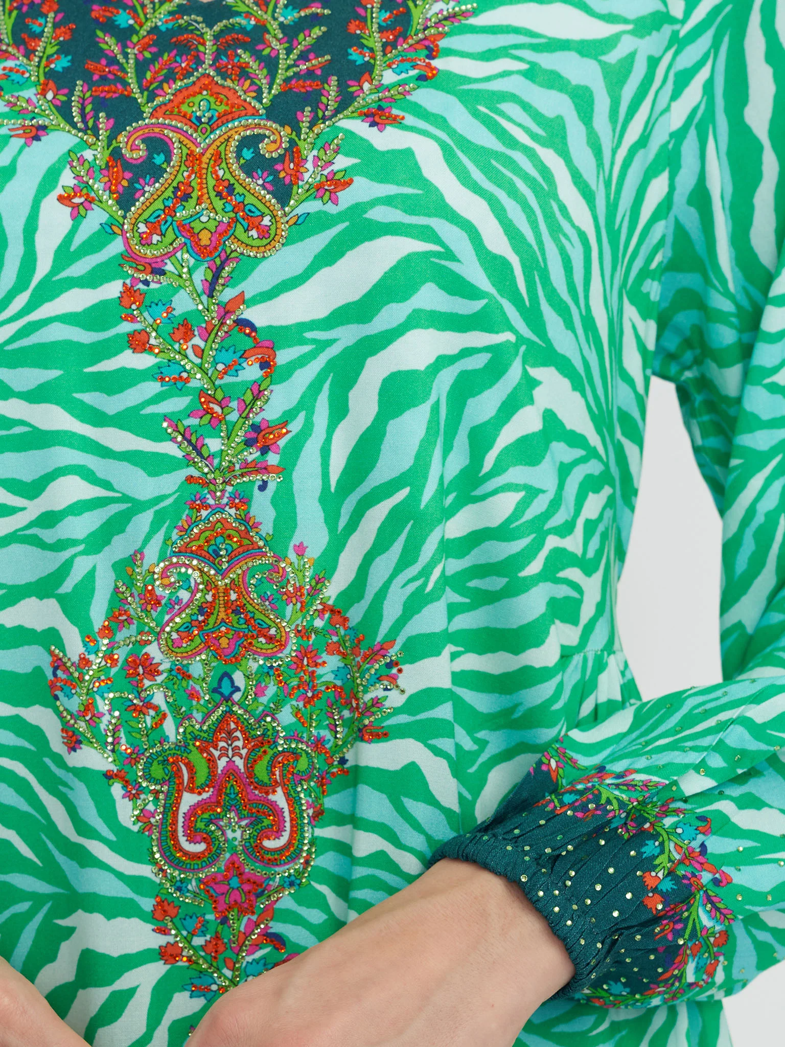 Rayon Floral Printed Jalabiya With Bottom Frills (VDU755) - Image 5