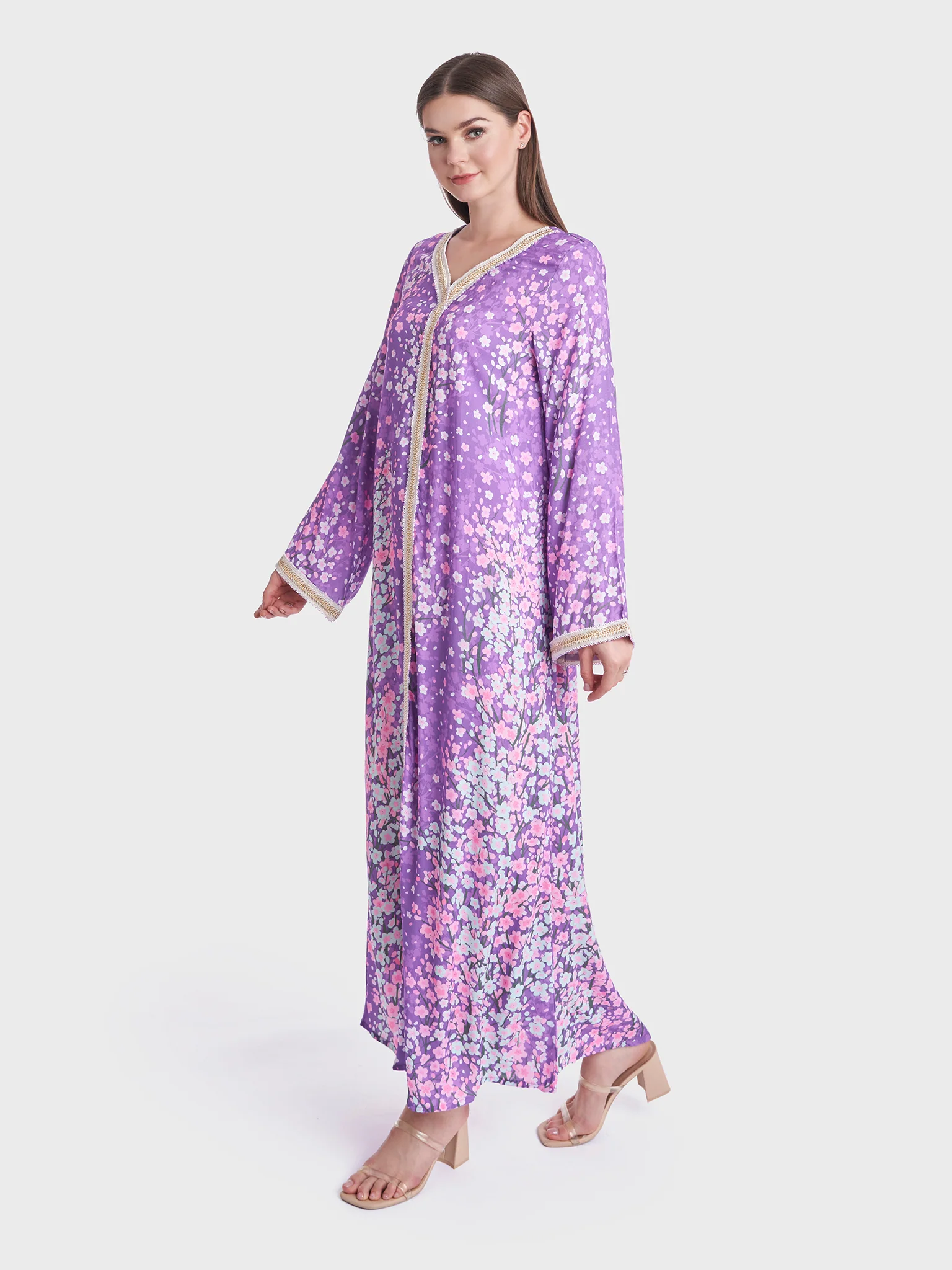Floral Print Rayon Jalabiya (VG2719) - Image 3