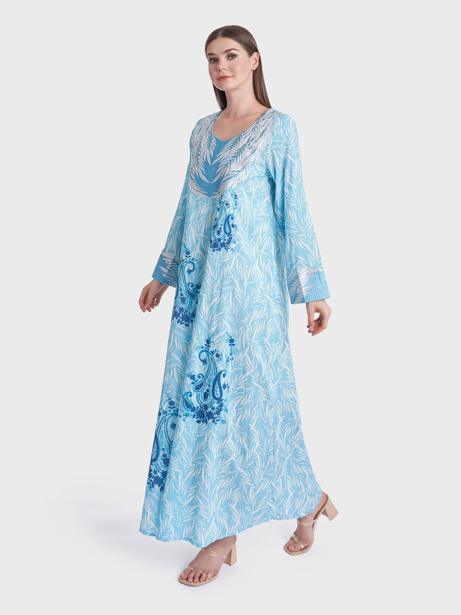 Cotton Garden Print Mukhawar Jalabiya (VG2745) - Image 3