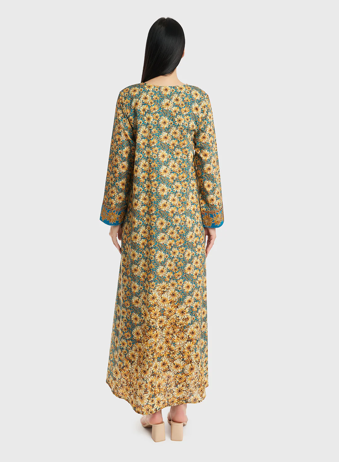 Cotton Floral Printed Stone Work Mukhawar Jalabiya (VG2746) - Image 4