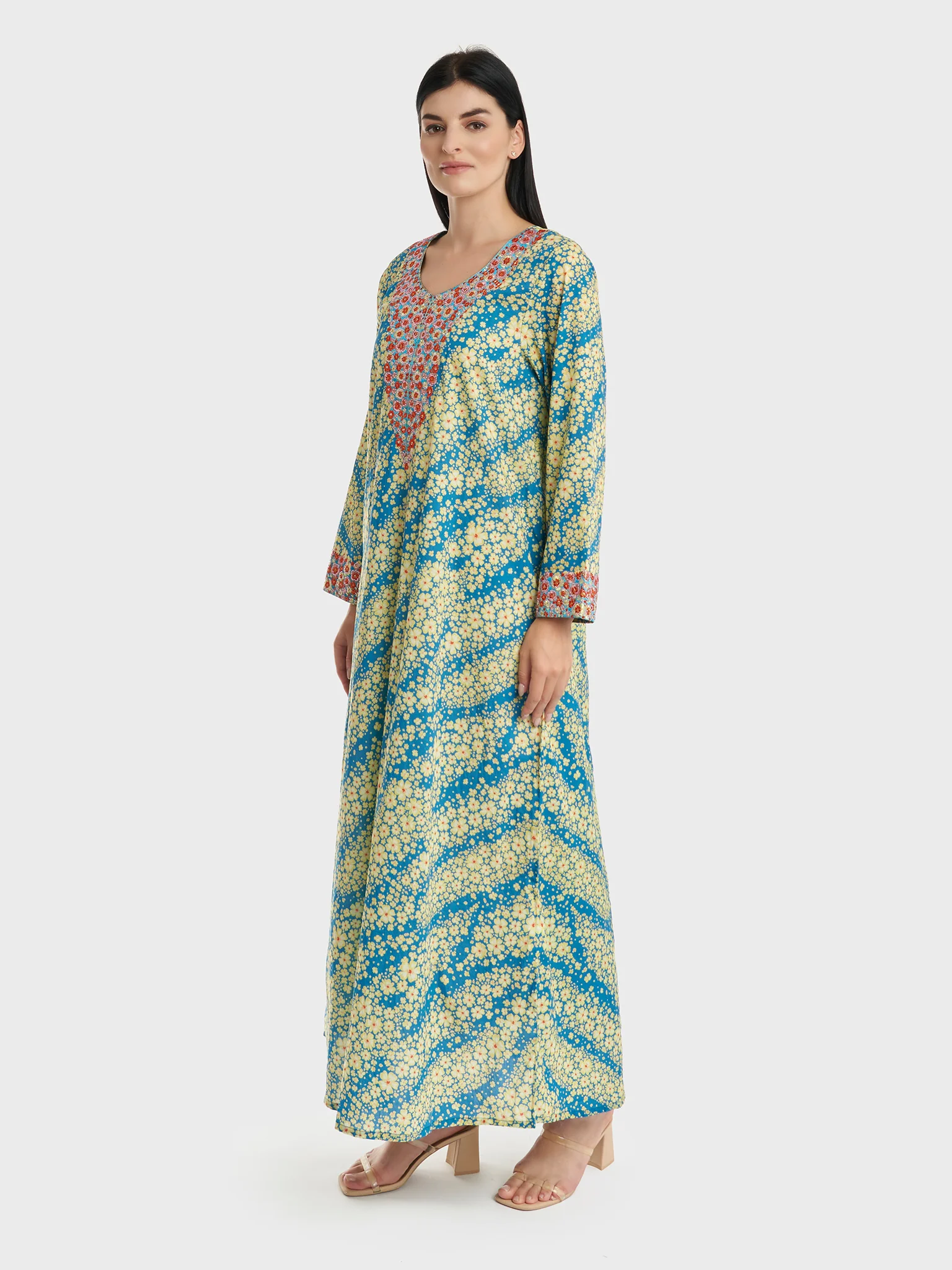 Cotton Floral Print Mukhawar Jalabiya (VG2747) - Image 3
