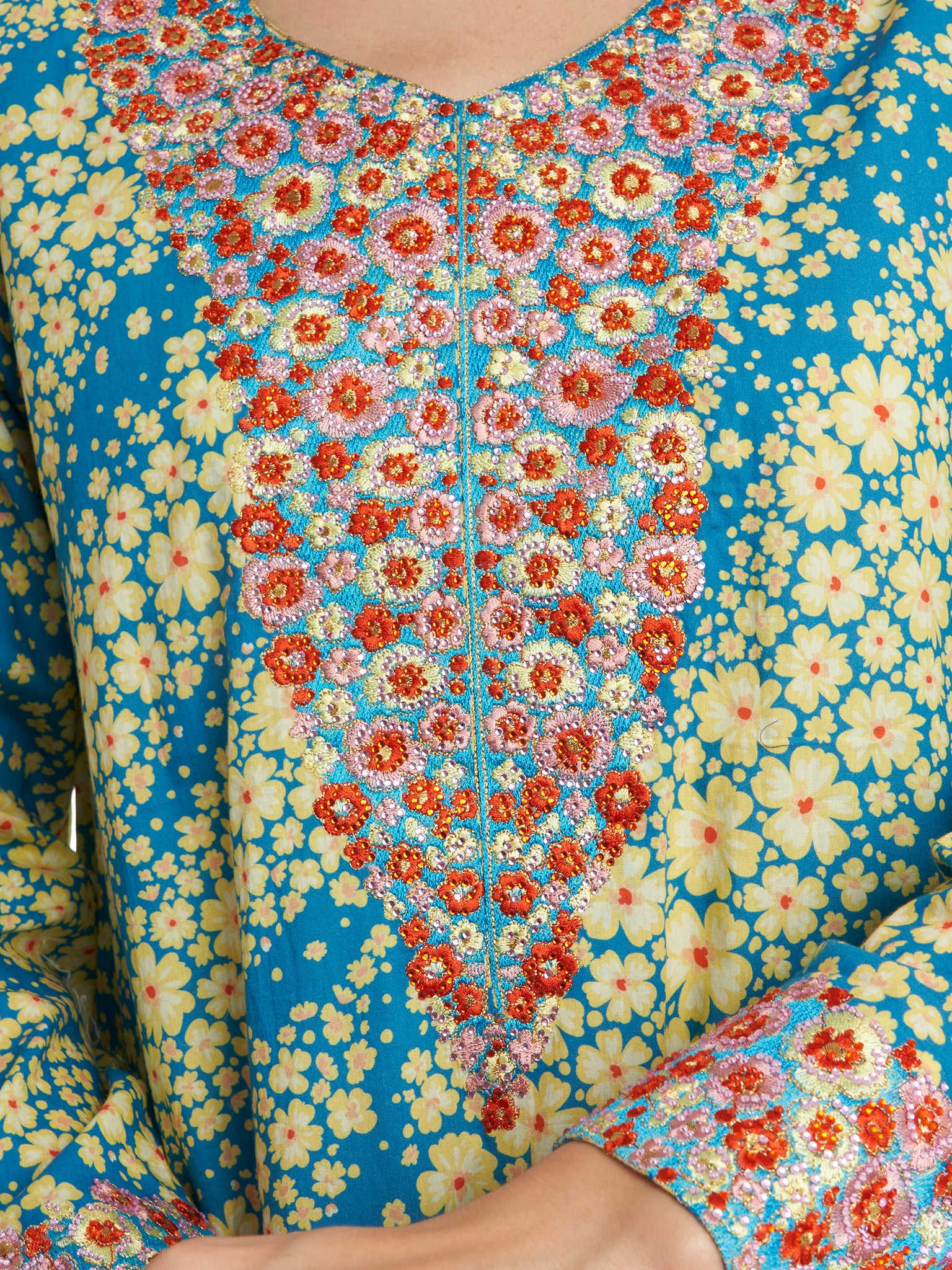 Cotton Floral Print Mukhawar Jalabiya (VG2747) - Image 5