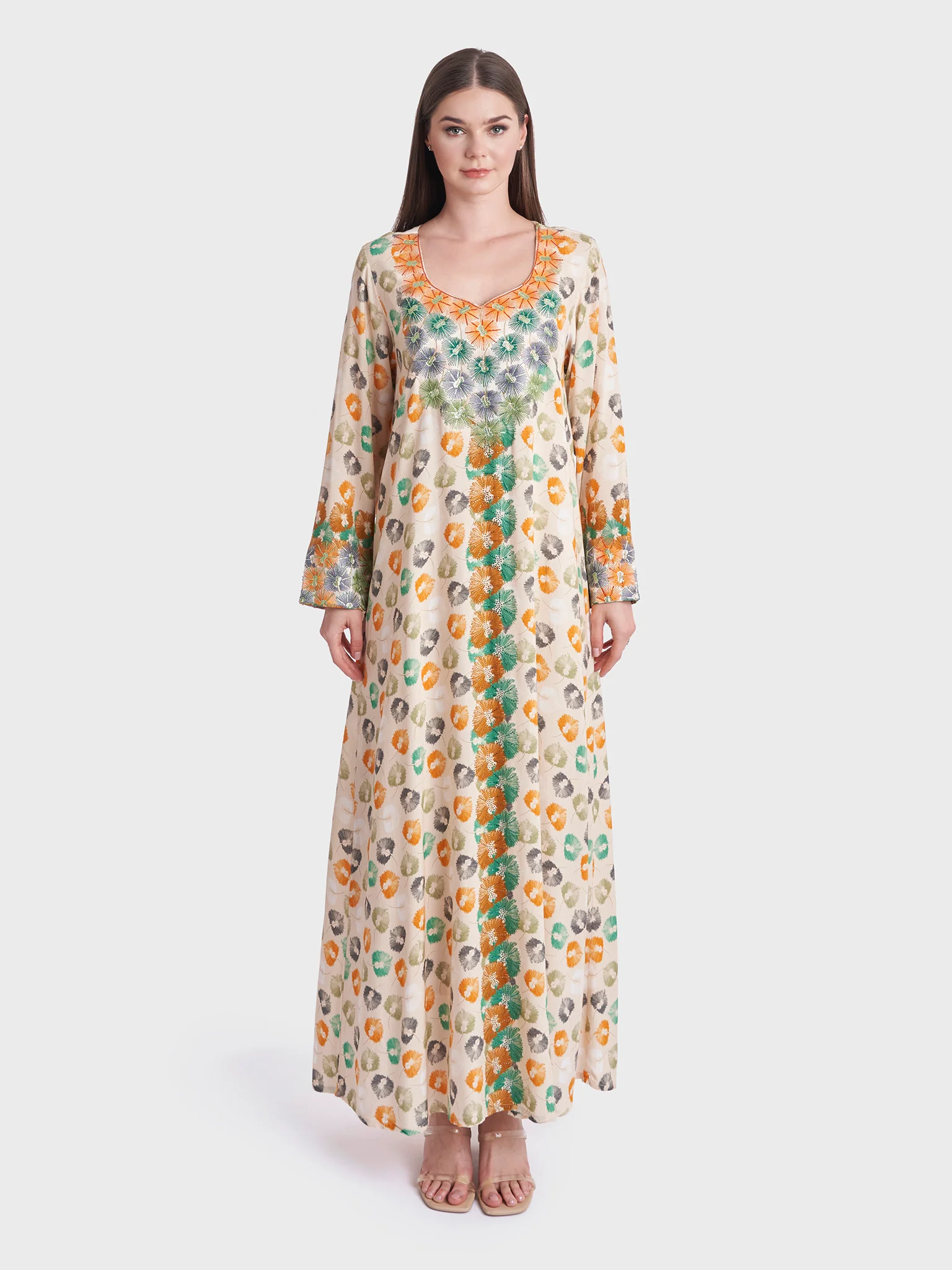 Floral Print Rayon Mukhawar Jalabiya (VG2760) - Image 2