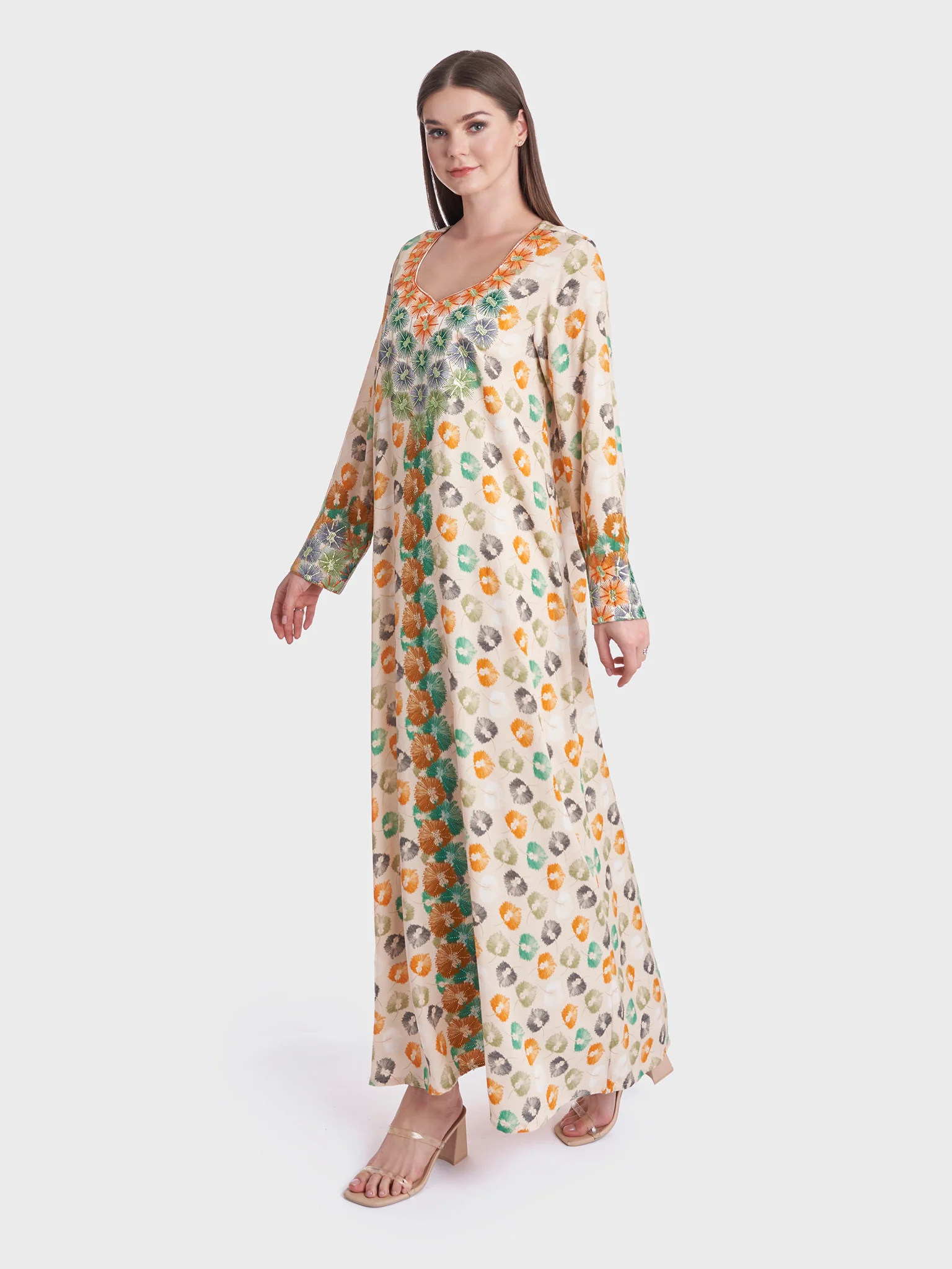 Floral Print Rayon Mukhawar Jalabiya (VG2760) - Image 3