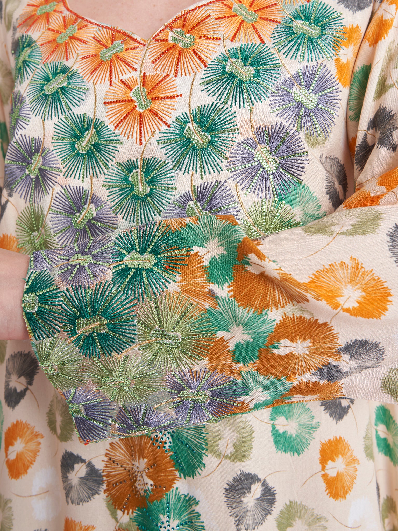 Floral Print Rayon Mukhawar Jalabiya (VG2760) - Image 5