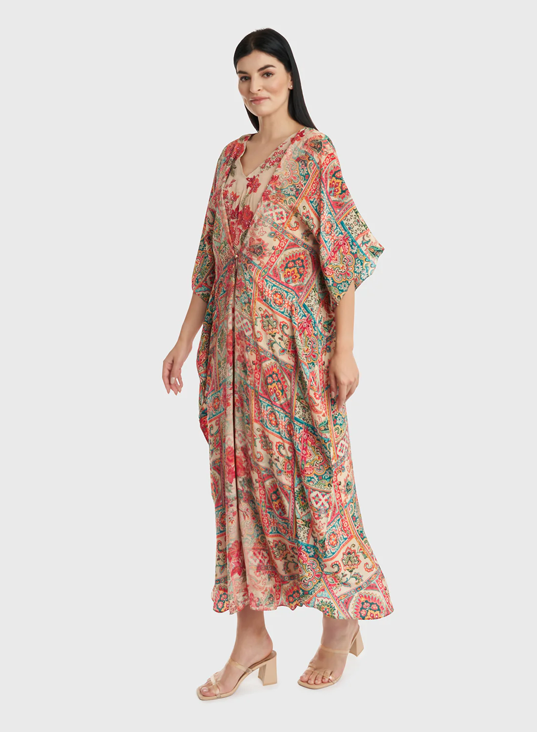 Mughal Art Digital Print Poncho Dress (W25-VW83) - Image 3
