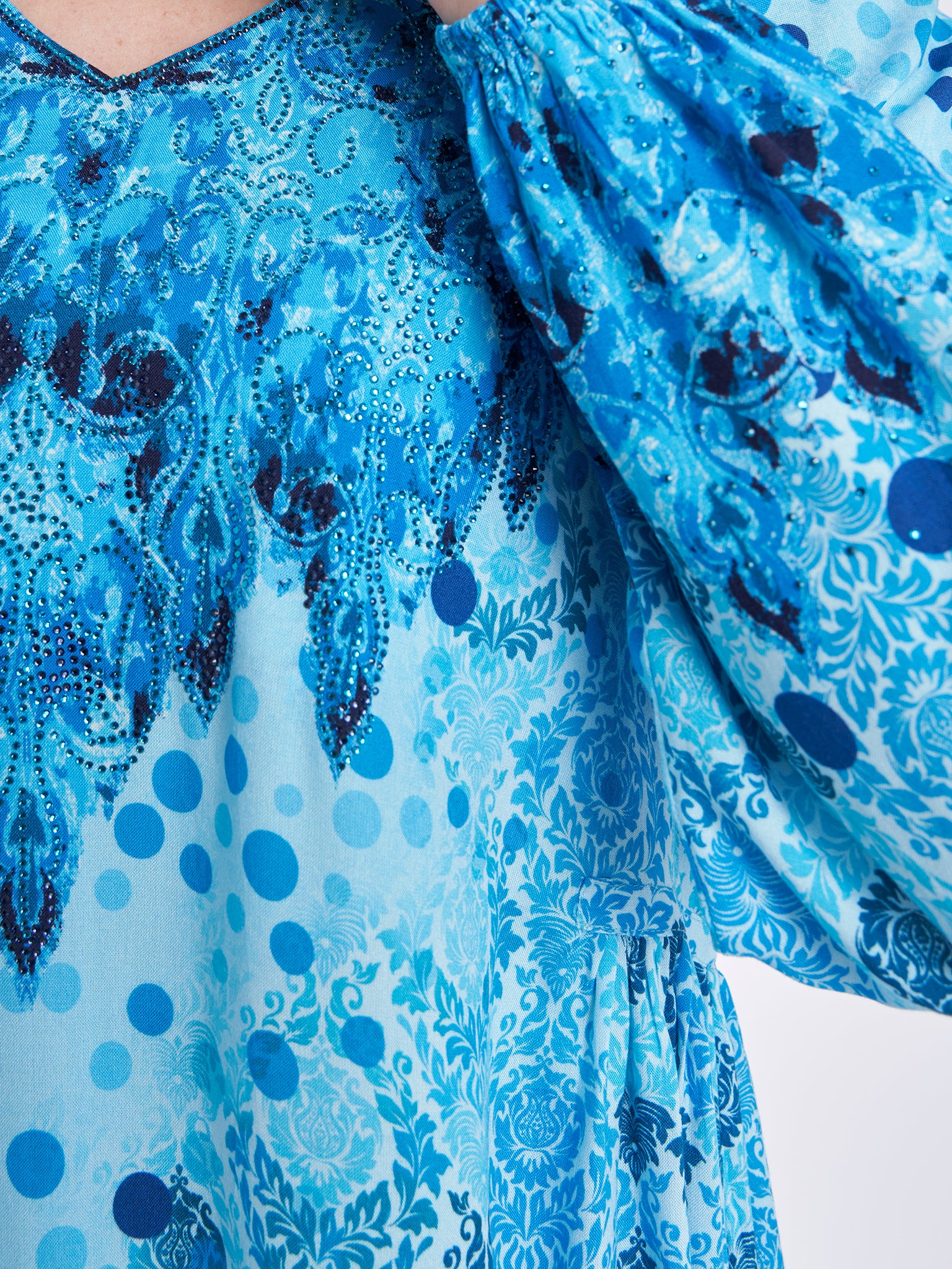 Polka Dots and Damask Print Kuwaiti Jalabiya (VDE347) - Image 5