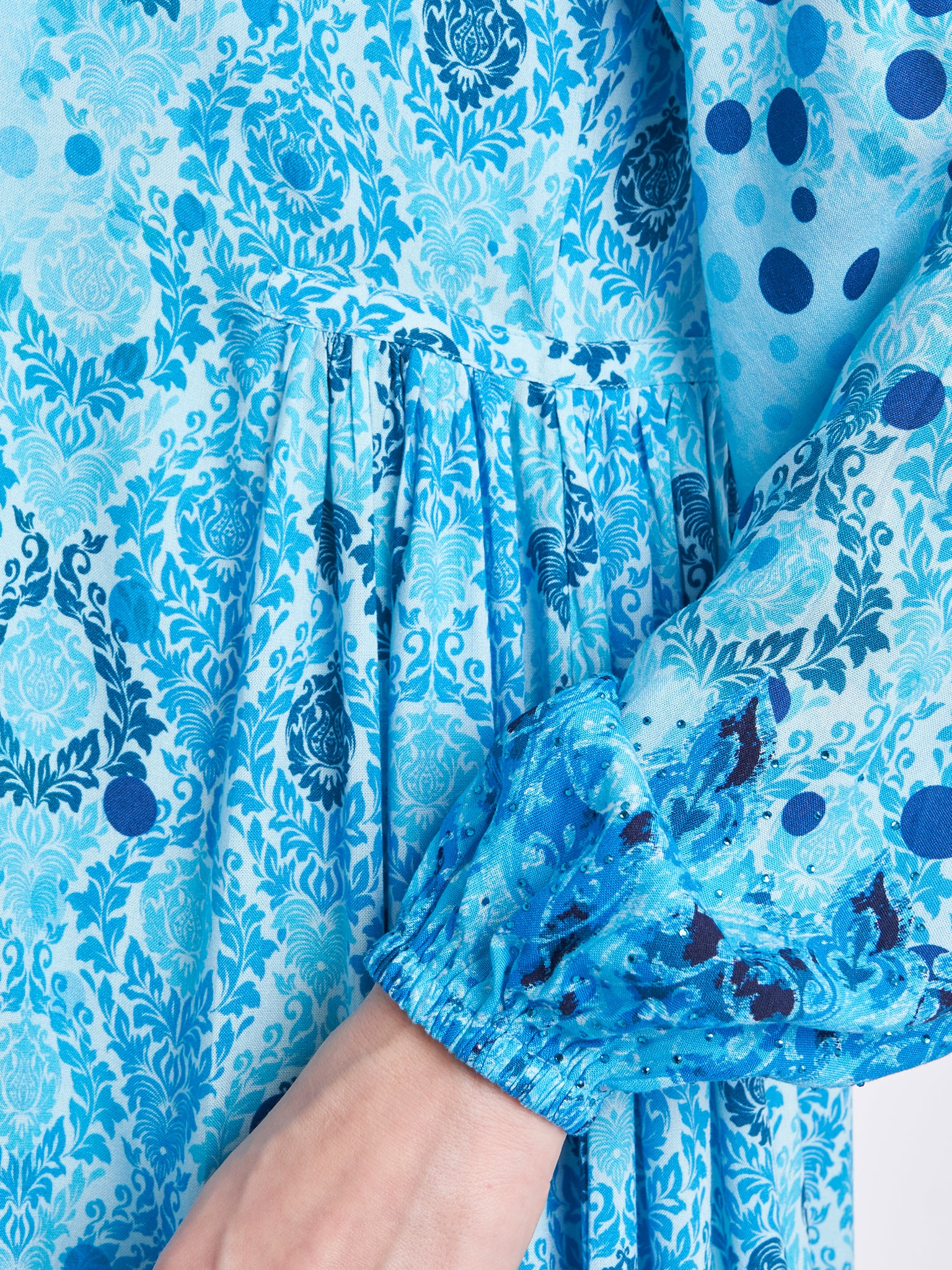 Polka Dots and Damask Print Kuwaiti Jalabiya (VDE347) - Image 6