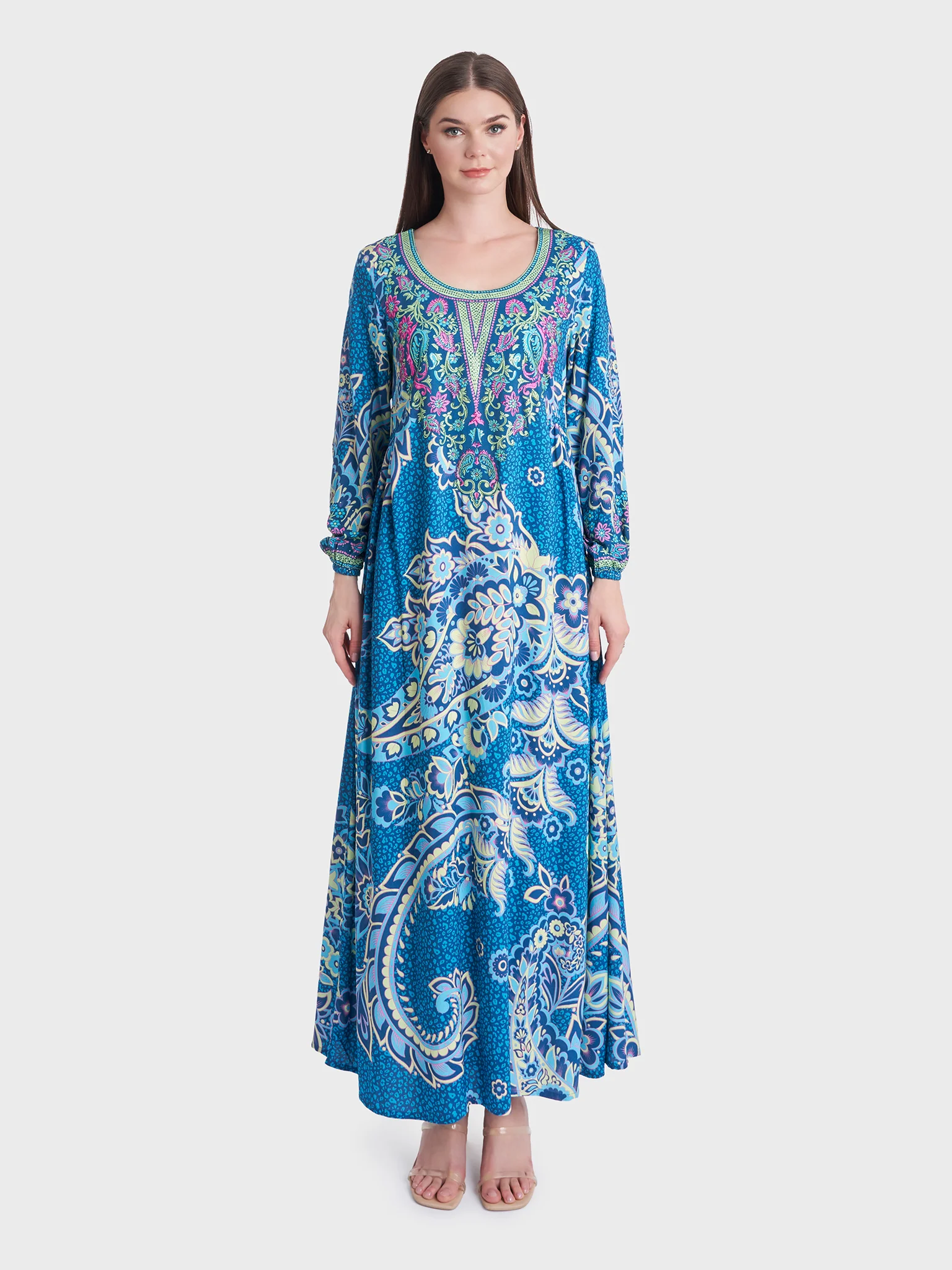 Leopard and Floral Print Kuwaiti Jalabiya (VDM754) - Image 2