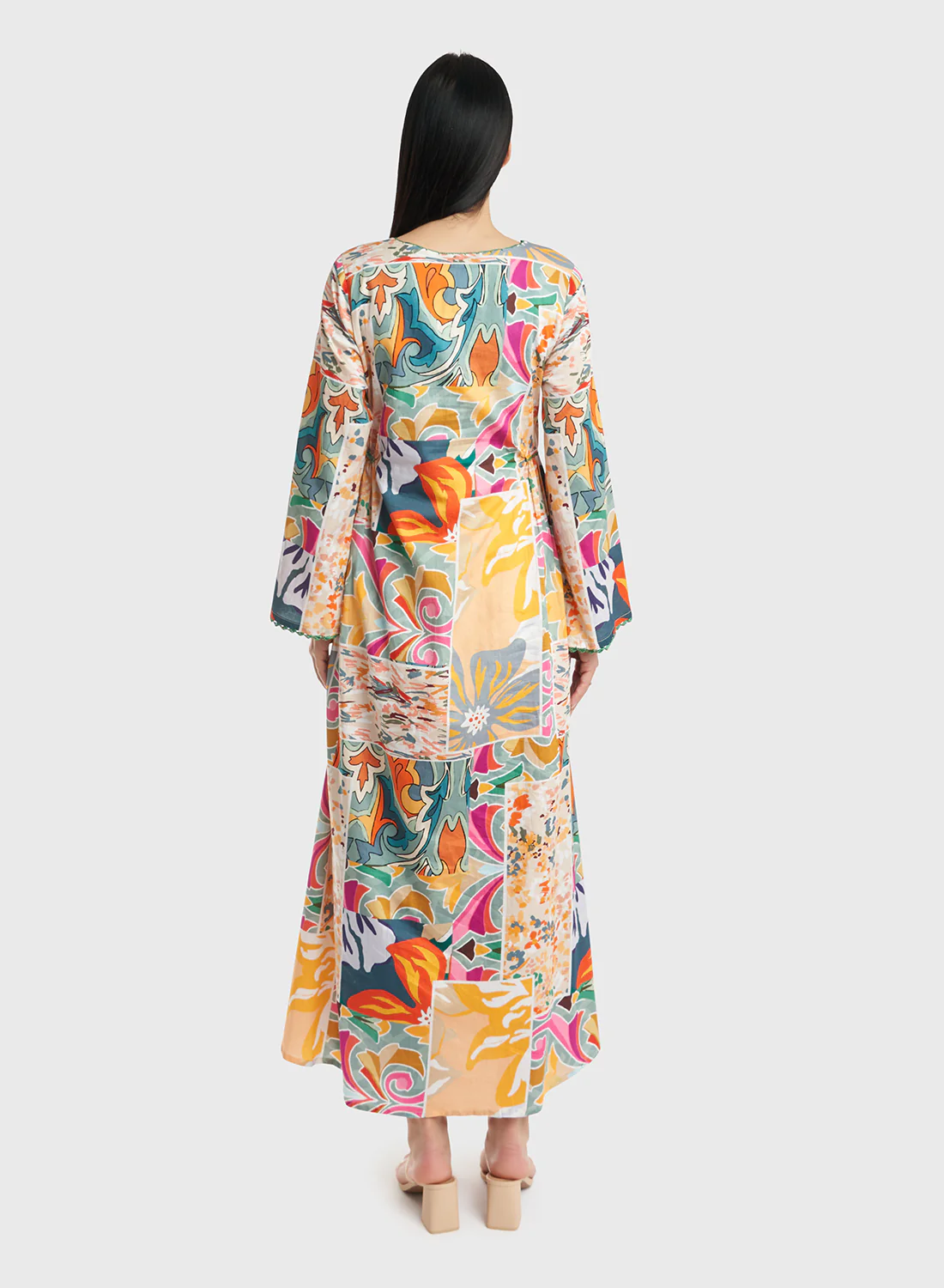 Kuwaiti Cut Abstract Print Cotton Jalabiya (VDU560) - Image 4