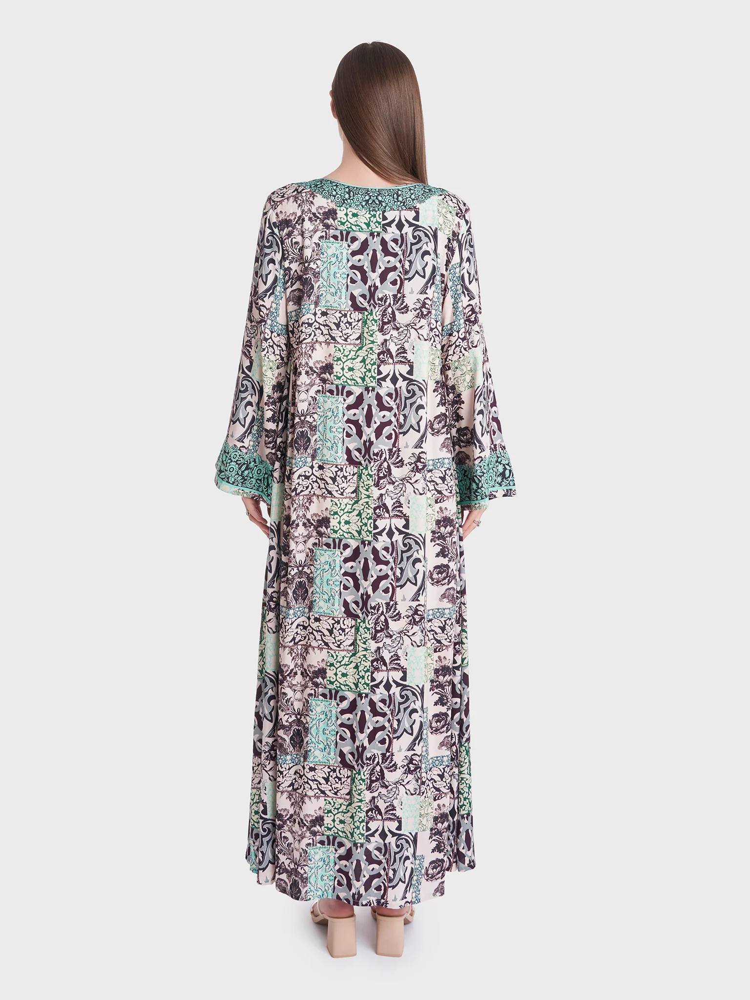 Geomatrical Floral Print Kuwaiti Jalabiya (VDU802) - Image 4
