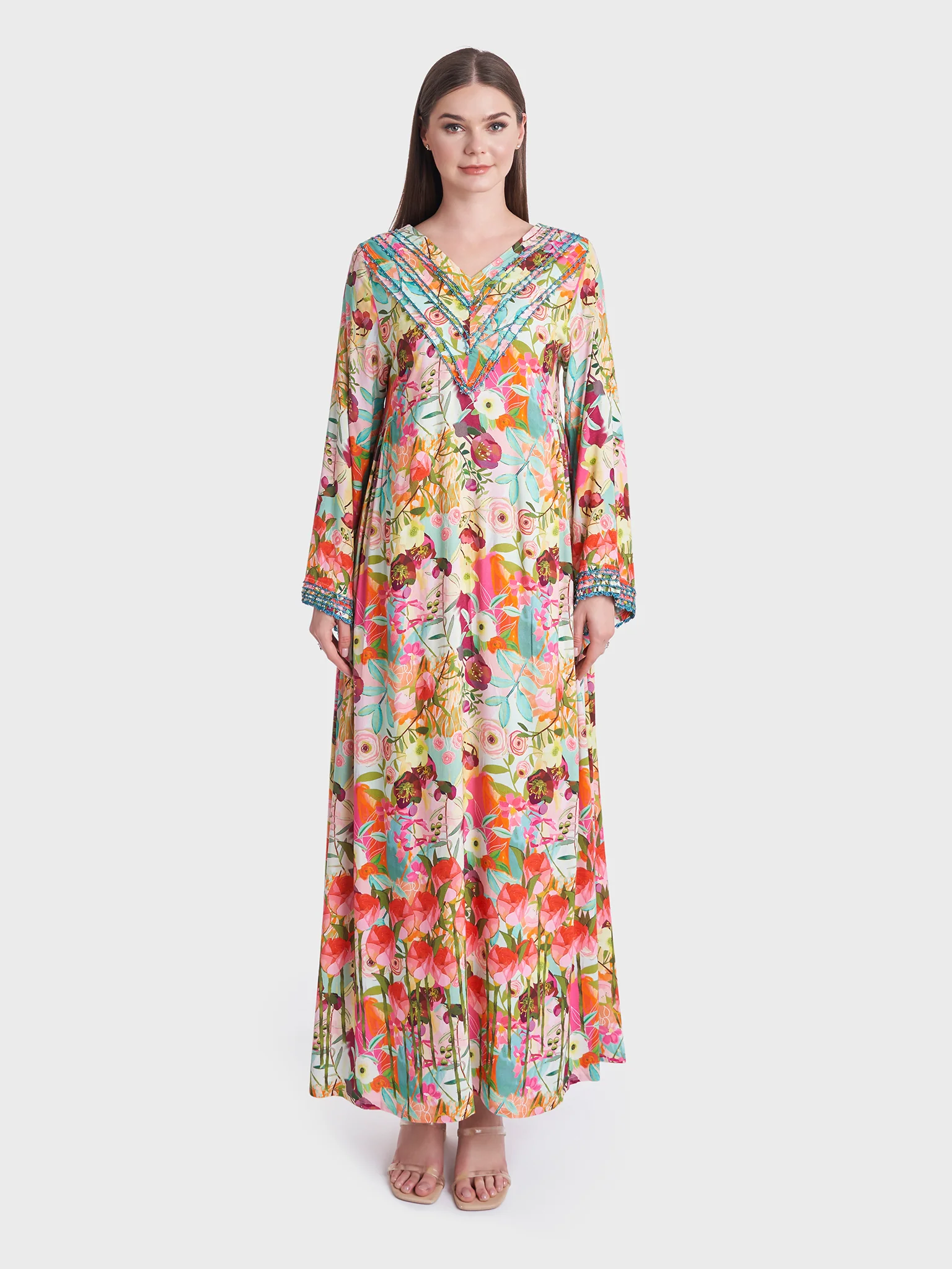 Floral Print Kuwaiti Rayon Jalabiya (VG2724) - Image 2