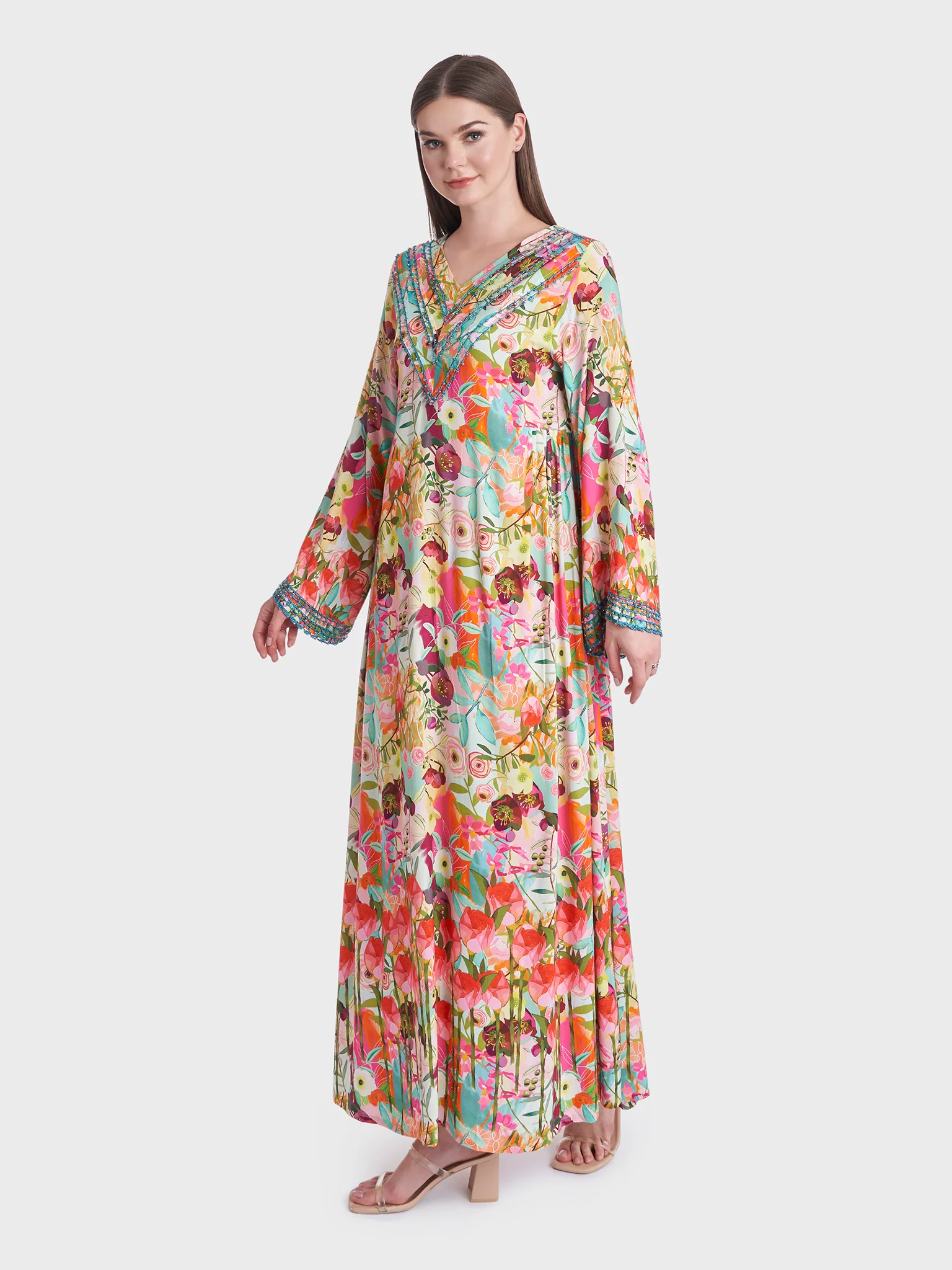 Floral Print Kuwaiti Rayon Jalabiya (VG2724) - Image 3