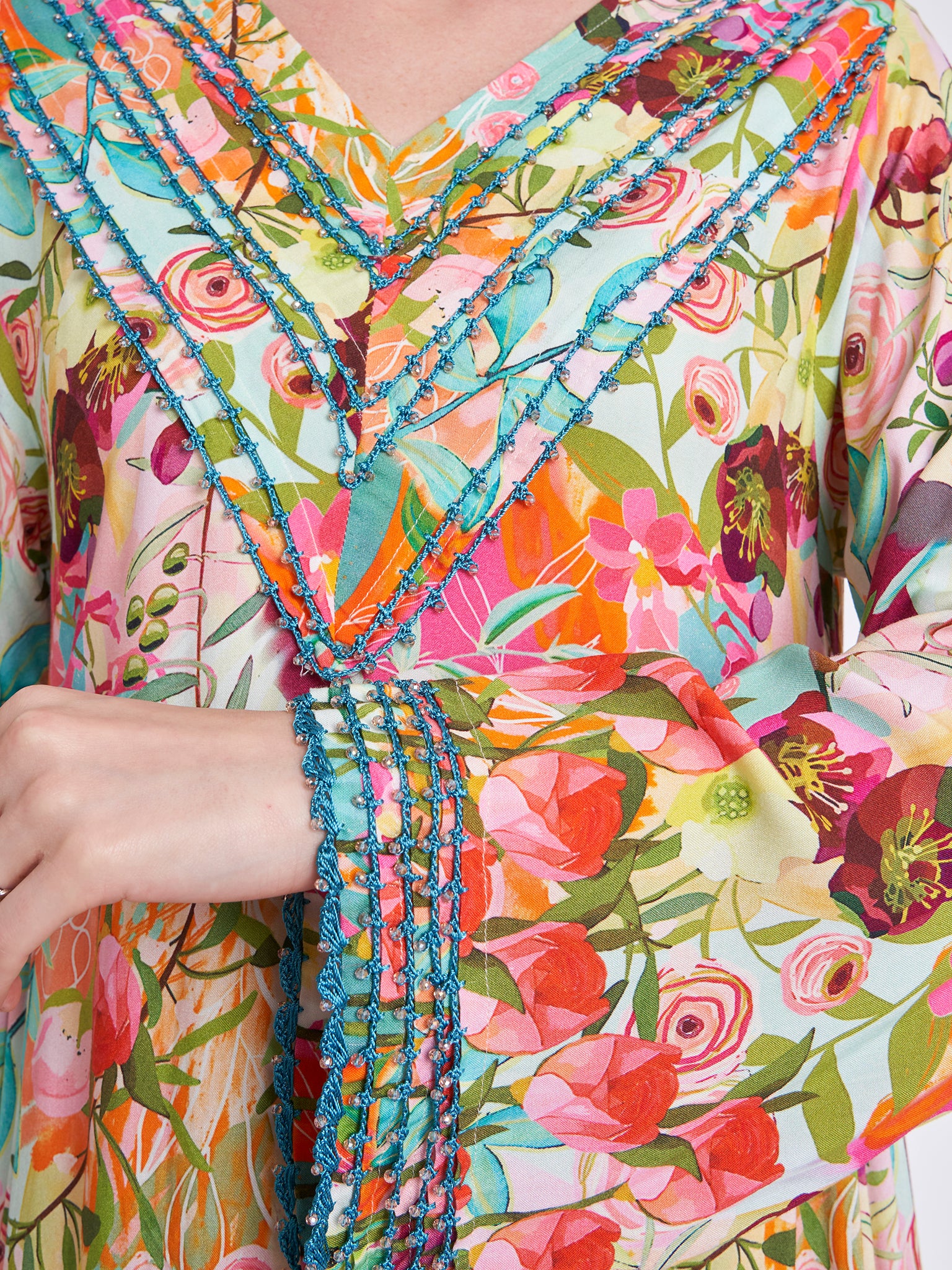 Floral Print Kuwaiti Rayon Jalabiya (VG2724) - Image 5