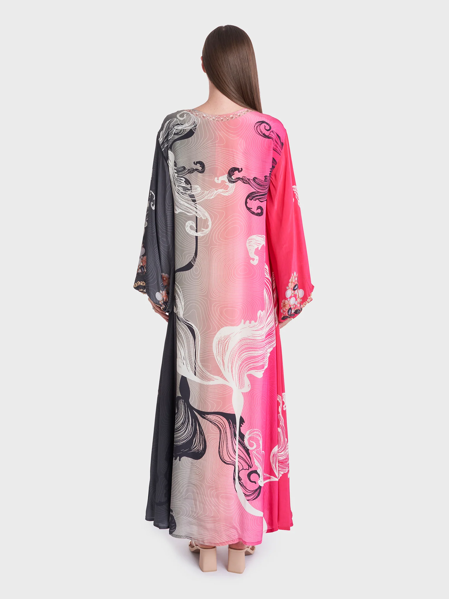 Abstract Print Viscose Crepe Handwork Jalabiya (VDE290) - Image 4
