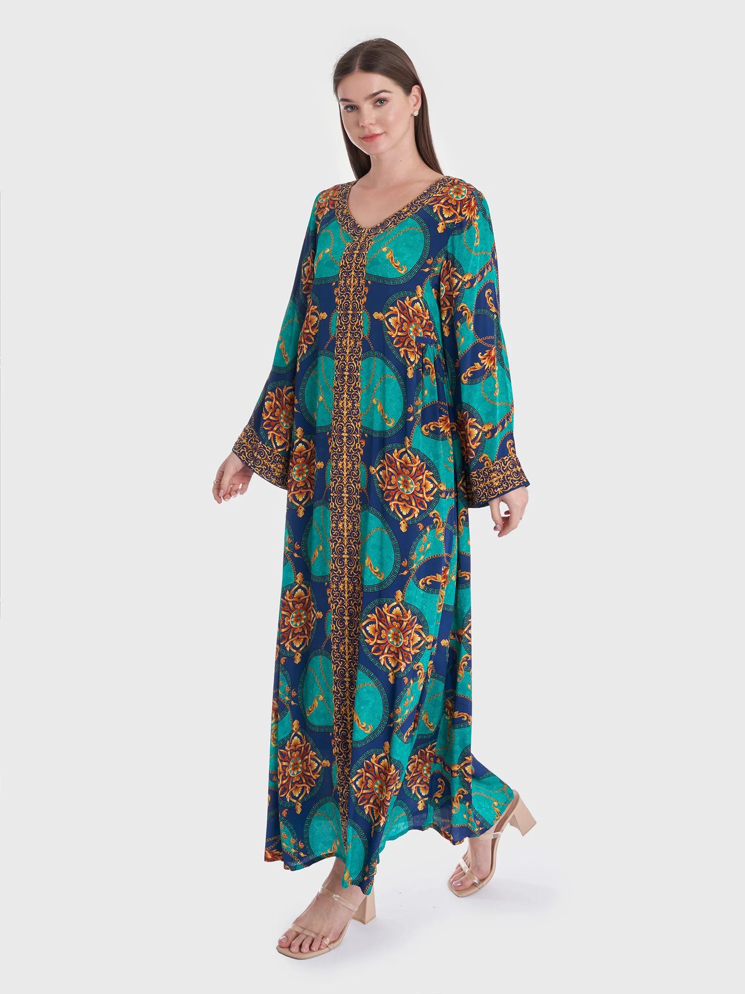 Viscose Crepe Kuwaiti Abstract Print Jalabiya (VDK307) - Image 3