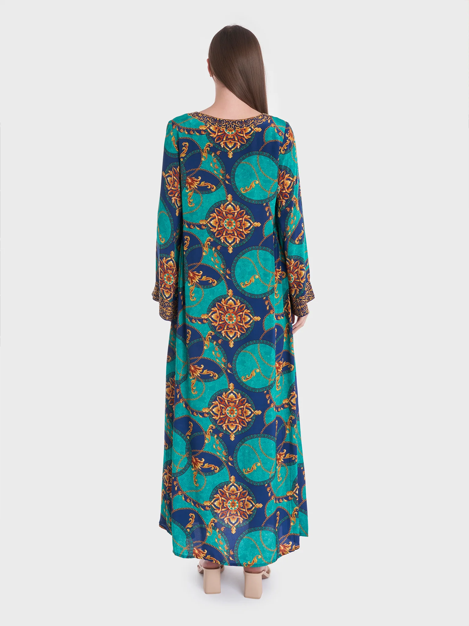 Viscose Crepe Kuwaiti Abstract Print Jalabiya (VDK307) - Image 4
