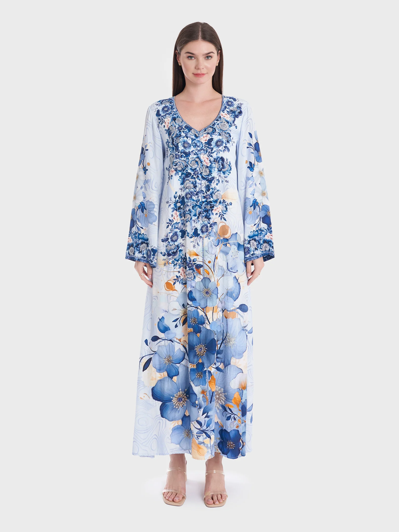 Abstract and Floral Digital Print Jalabiya (VDK310) - Image 2