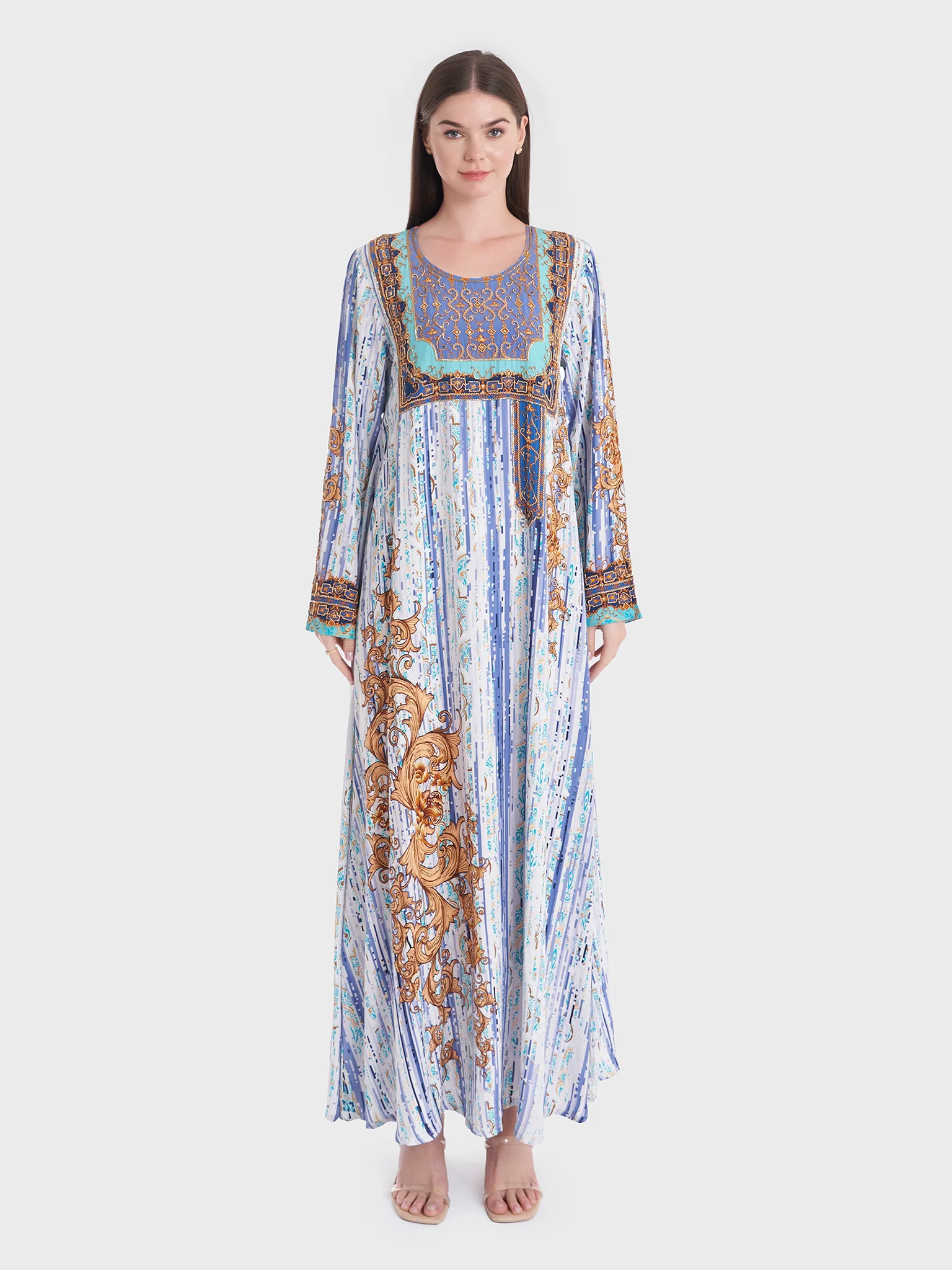 Digital Abstract Print Jalabiya with Beadwork (VDM698) - Image 2