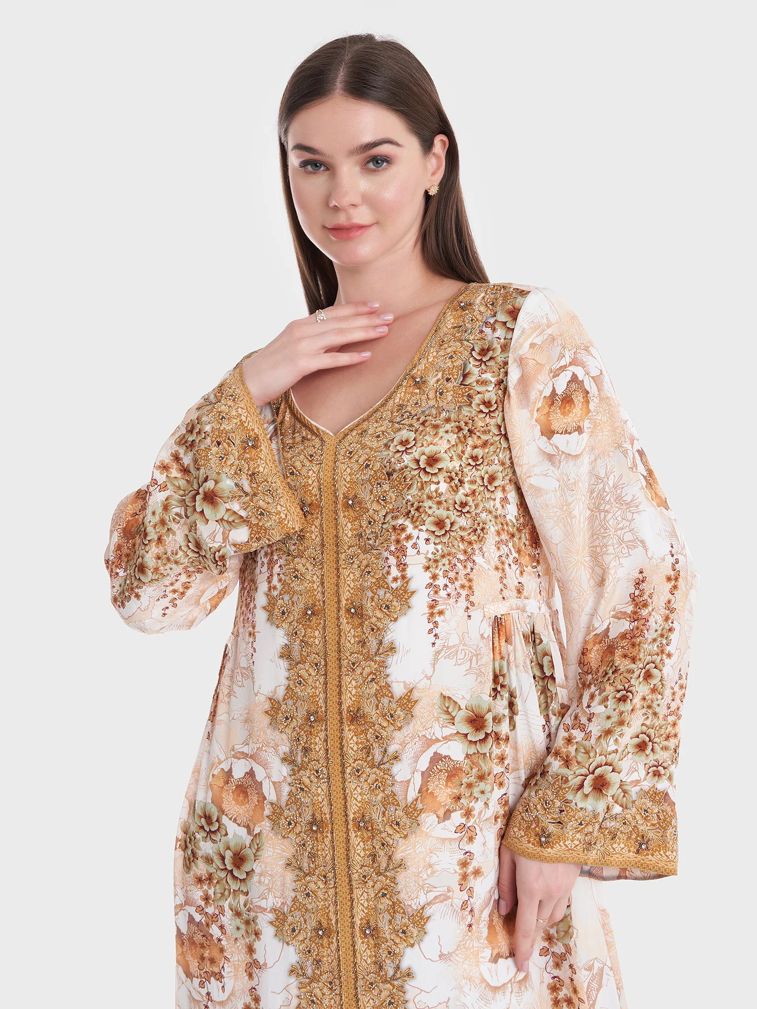 Kuwaiti Style Printed Crepe Jalabiya (VDM682)