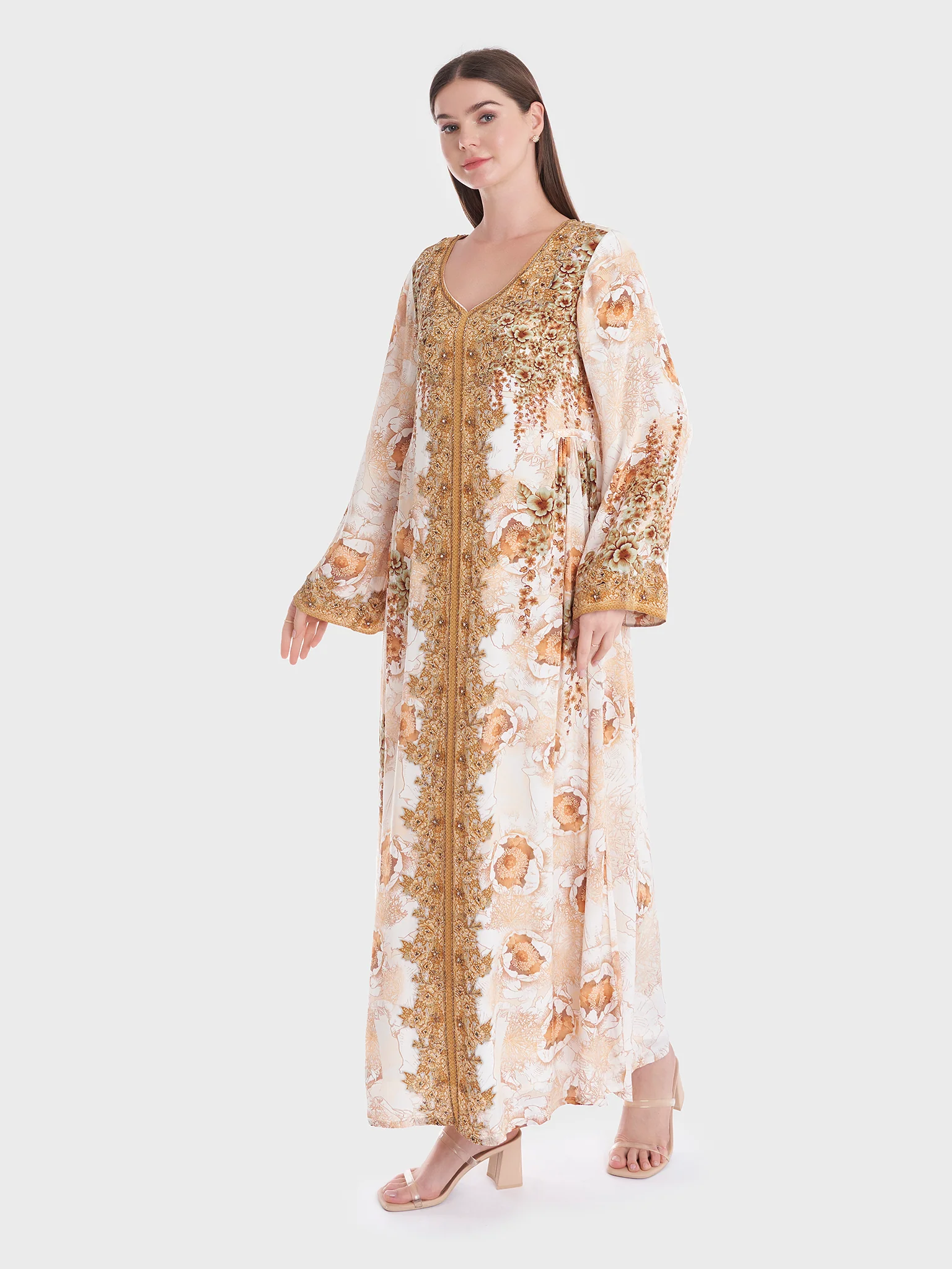 Kuwaiti Style Printed Crepe Jalabiya (VDM682) - Image 3