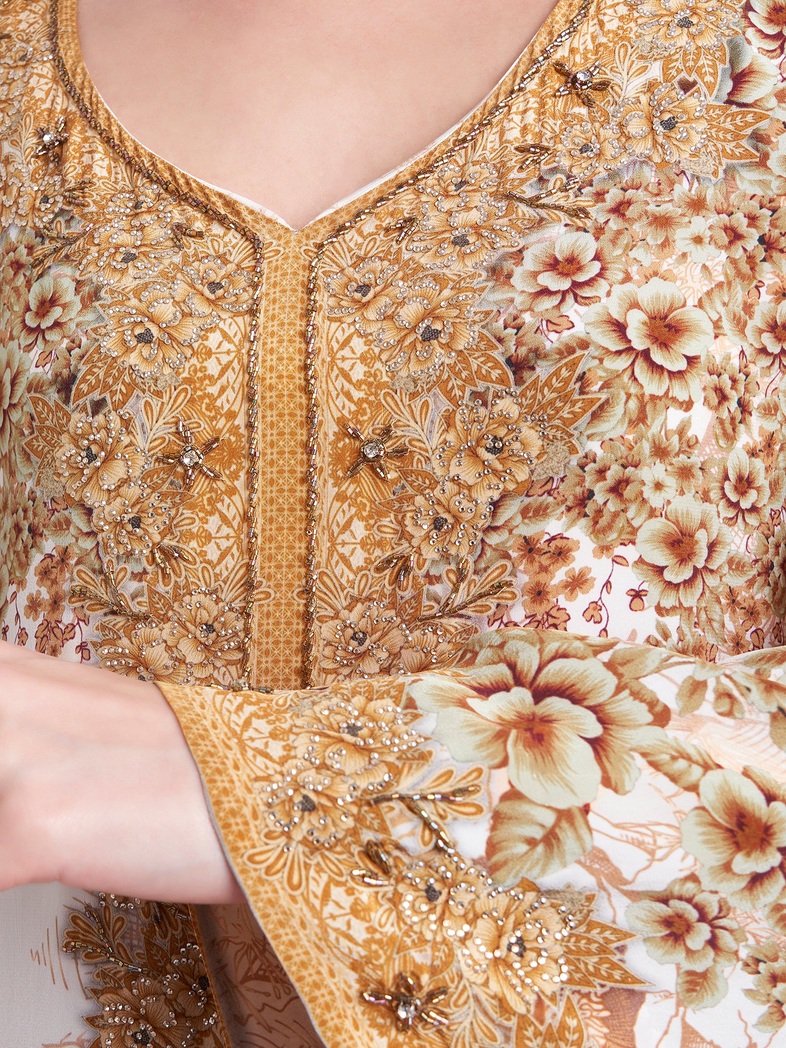 Kuwaiti Style Printed Crepe Jalabiya (VDM682) - Image 5