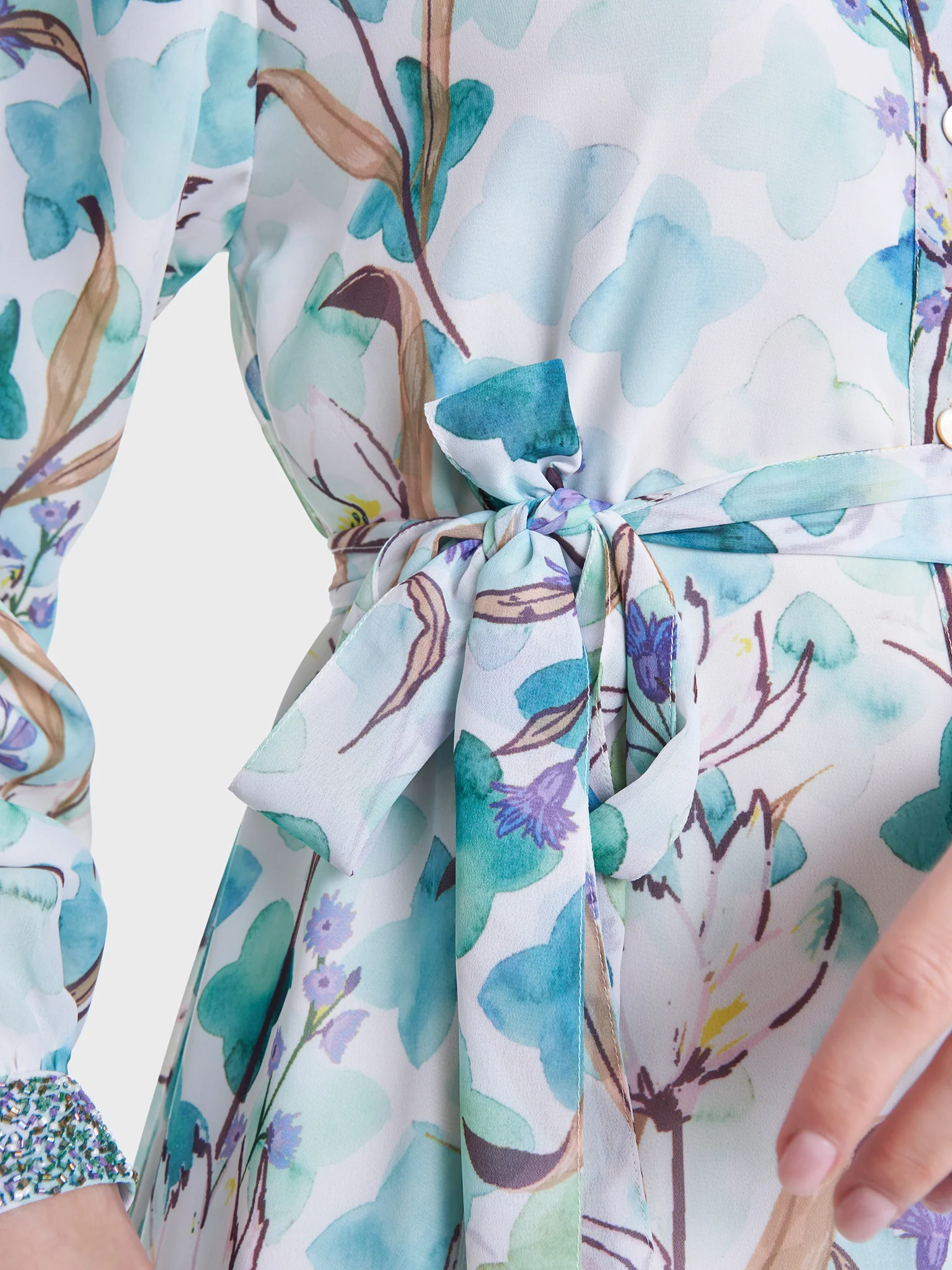 Water Color Floral Print Shirt Dress (AM396) - Image 6