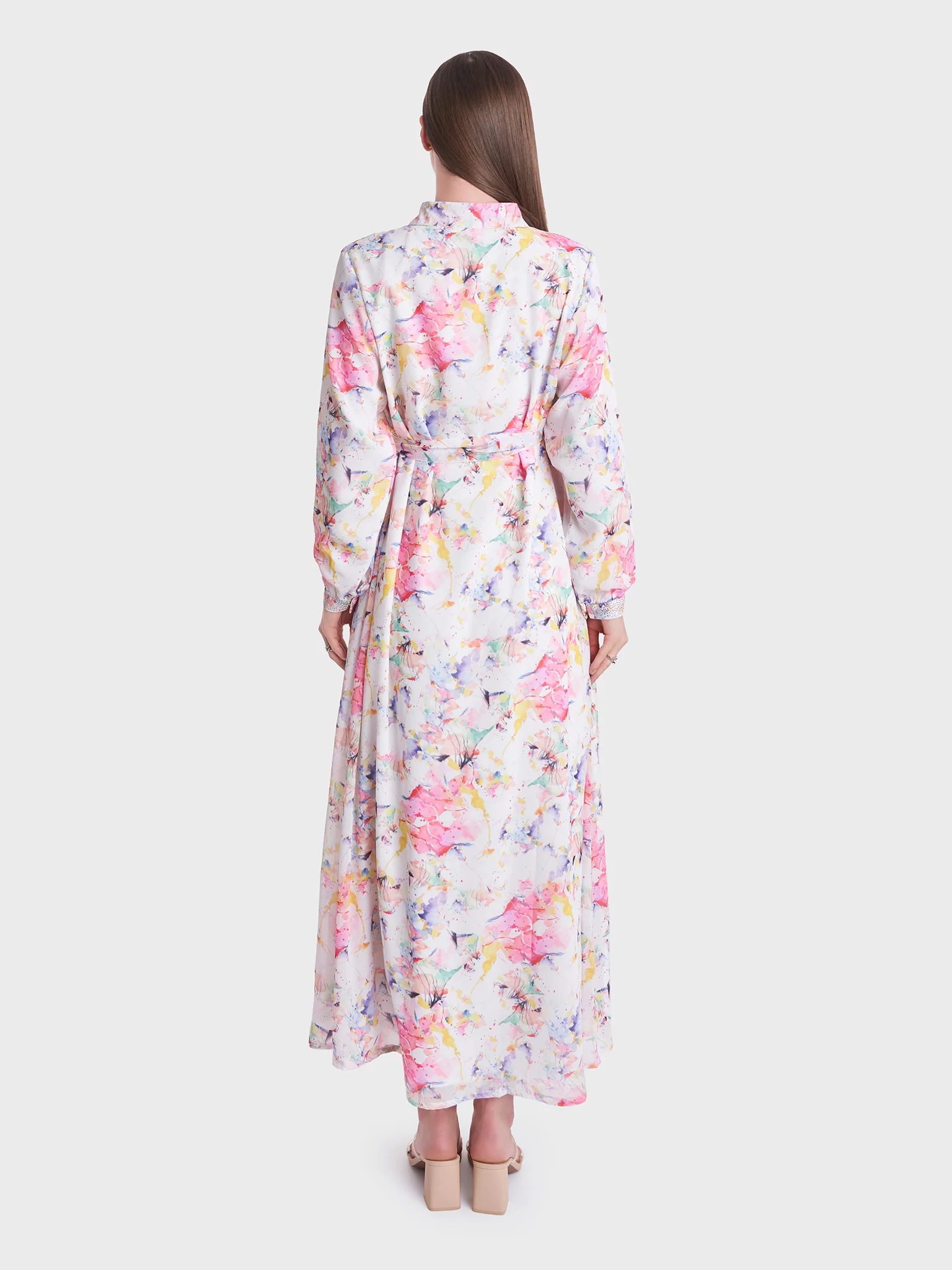 Water Color Abstract Print Shirt Dress (KL041) - Image 4