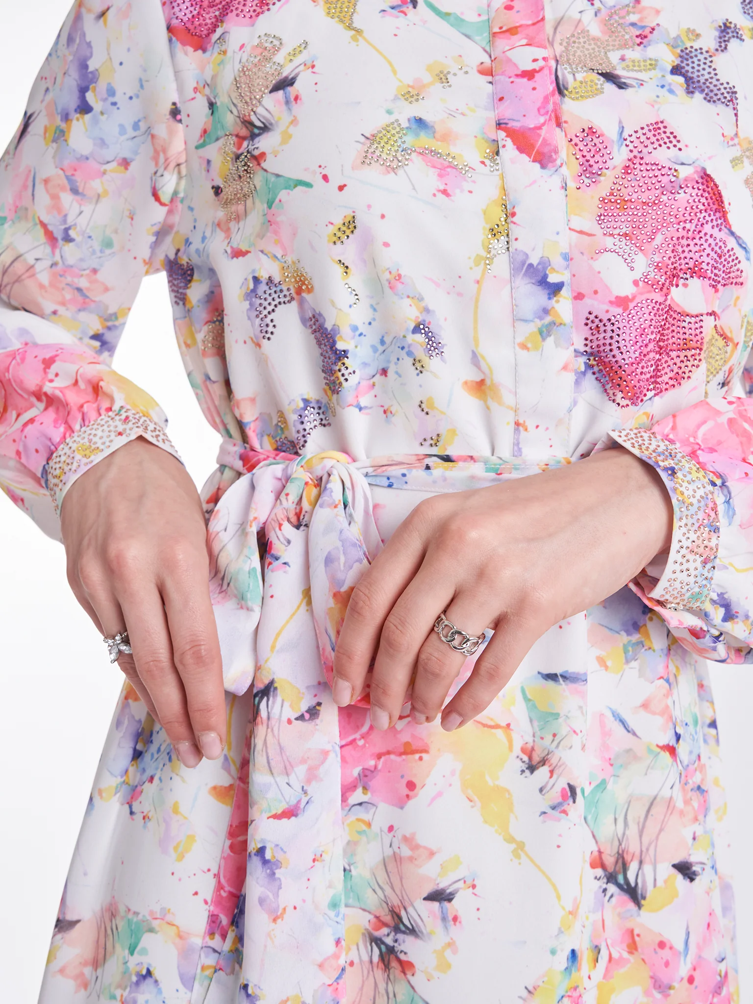 Water Color Abstract Print Shirt Dress (KL041) - Image 5
