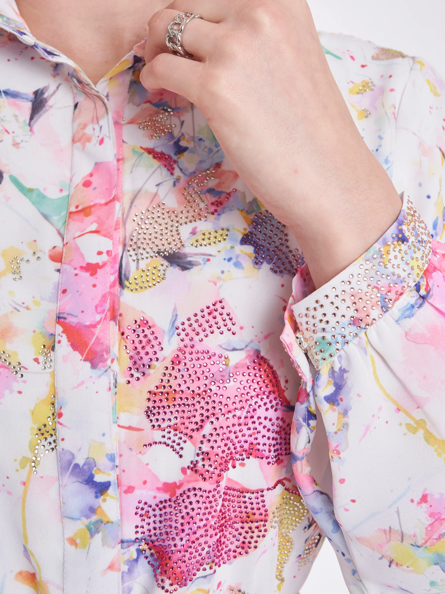 Water Color Abstract Print Shirt Dress (KL041) - Image 6