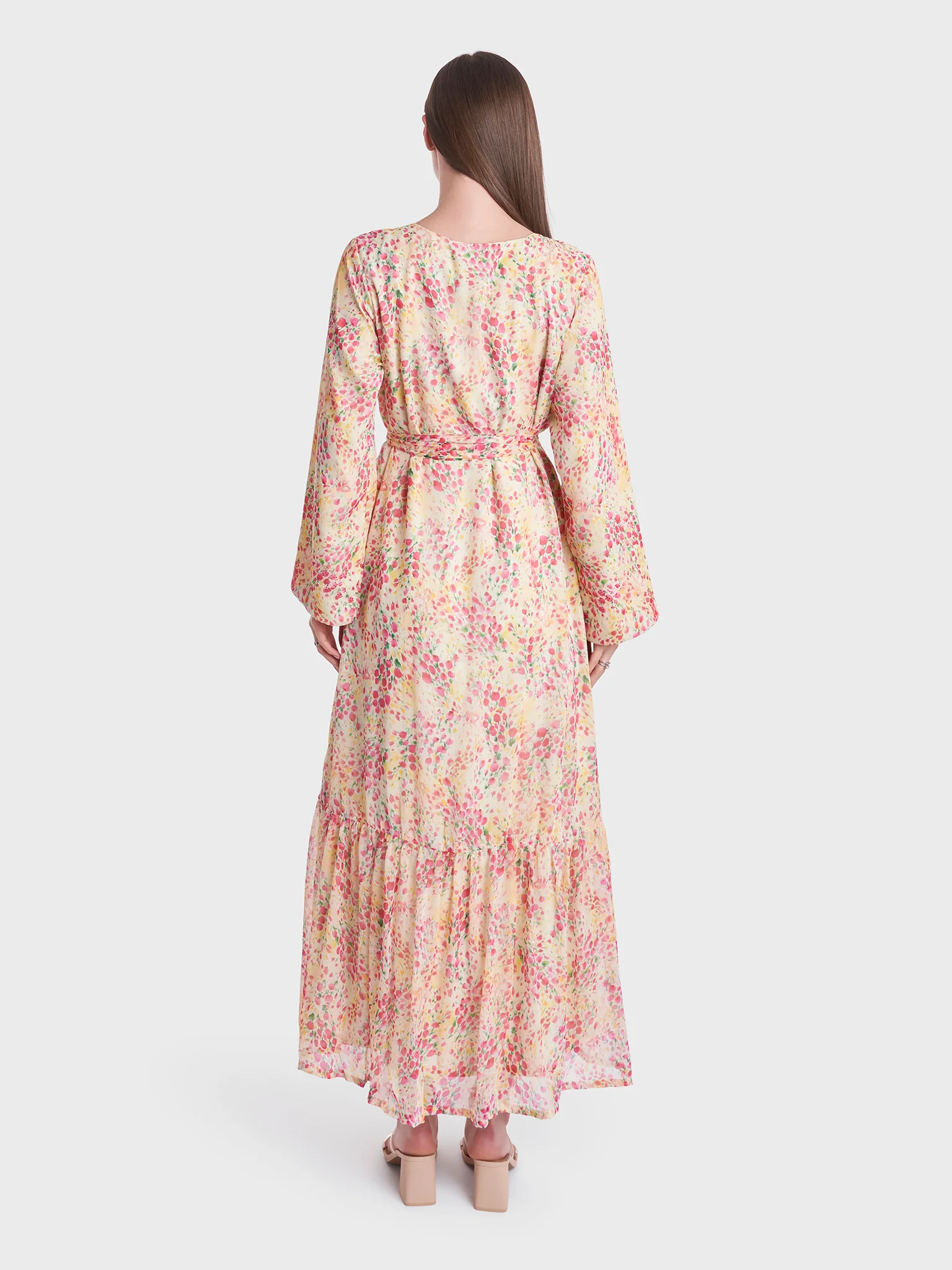 Floral Print Chiffon Frilled Dress (KL043) - Image 4