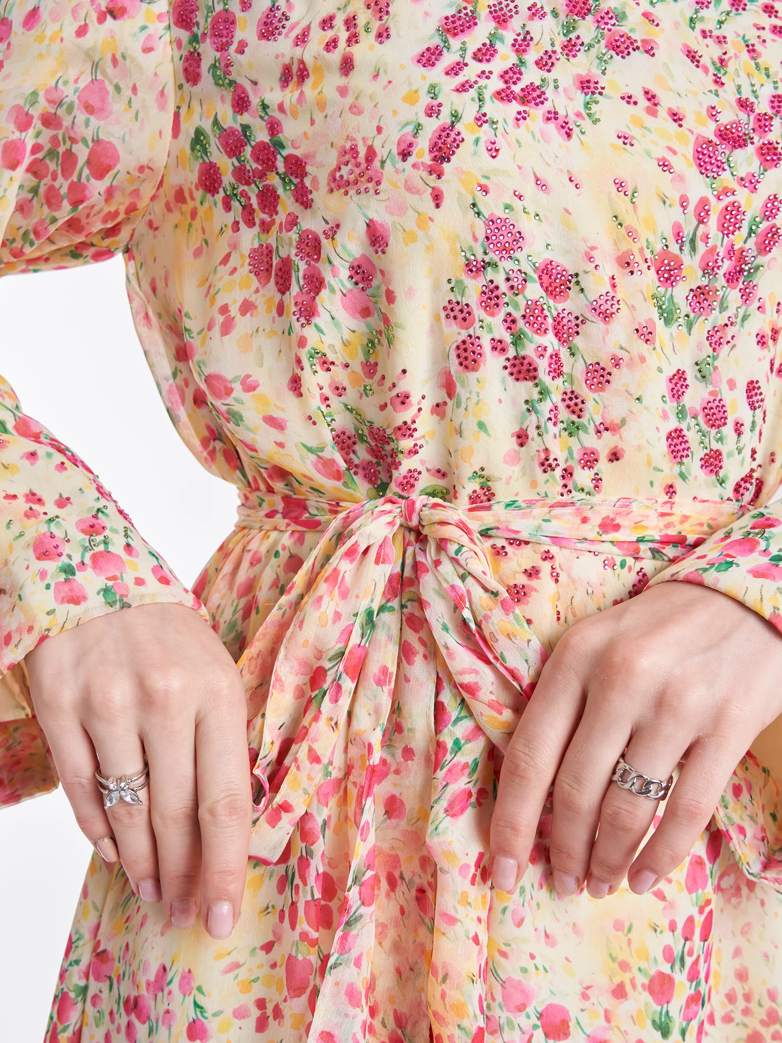 Floral Print Chiffon Frilled Dress (KL043) - Image 5