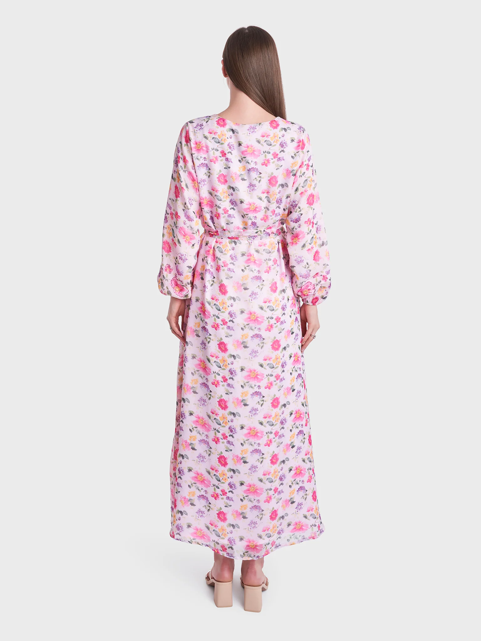 Floral Print Chiffon Long Dress (KL080) - Image 4