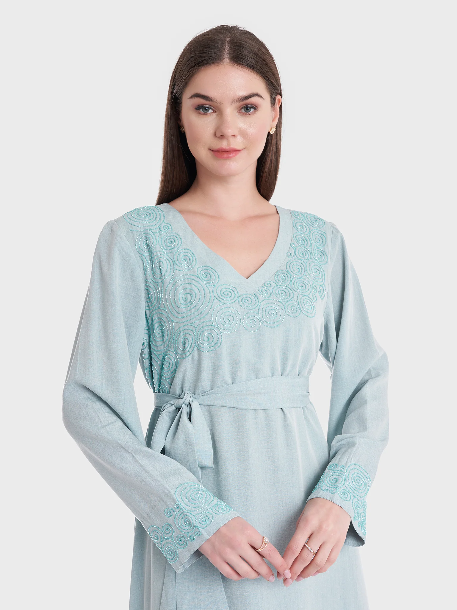 Light Blue Embroidered Dress (KL087)