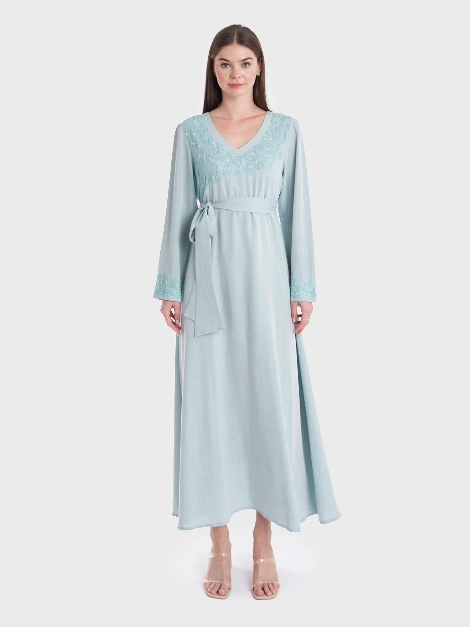 Light Blue Embroidered Dress (KL087) - Image 2