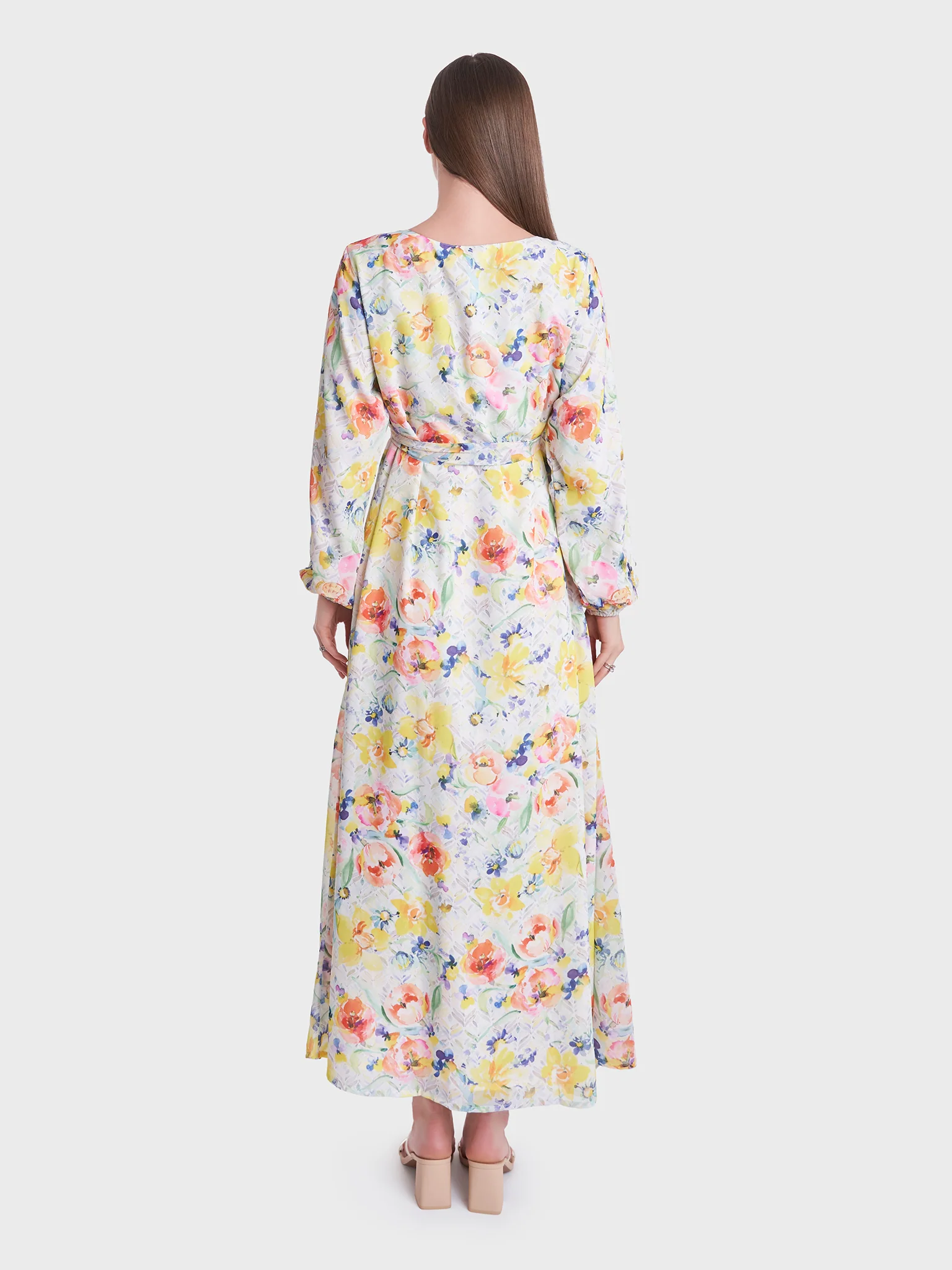 Floral Printed Beads Work Long Dress (KL092) - Image 3