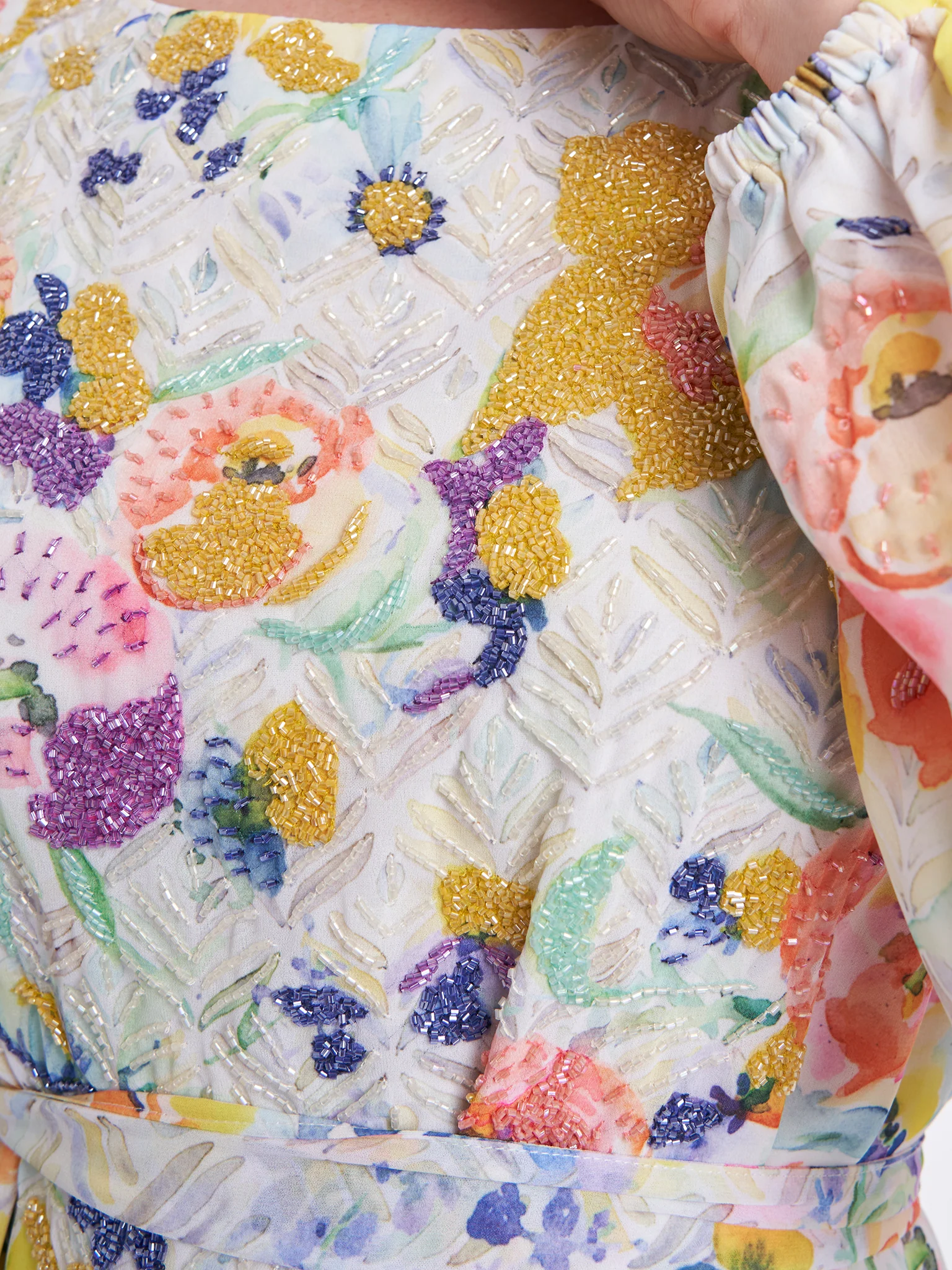 Floral Printed Beads Work Long Dress (KL092) - Image 5