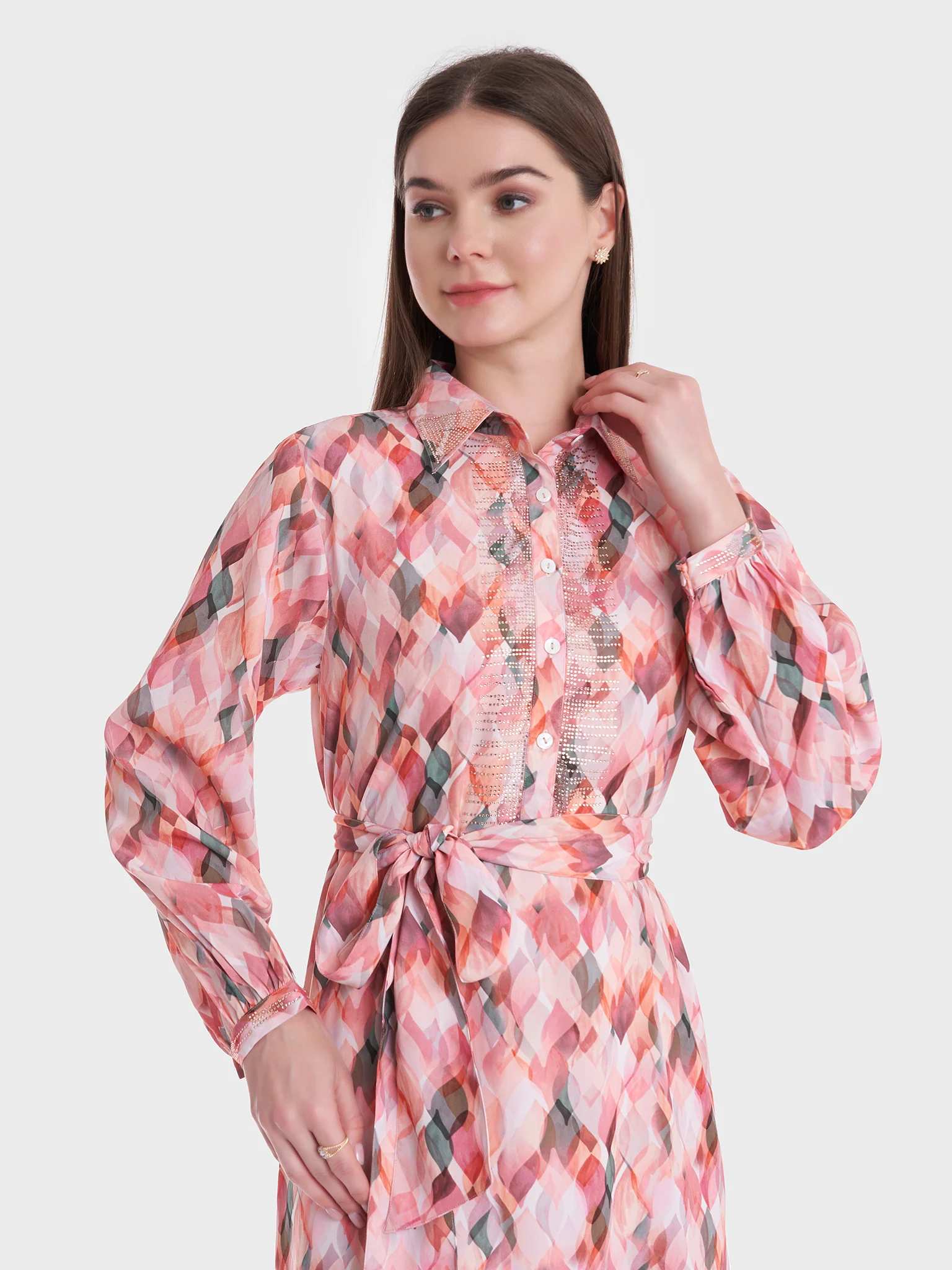 Abstract Print Shirt Dress (VDP161)