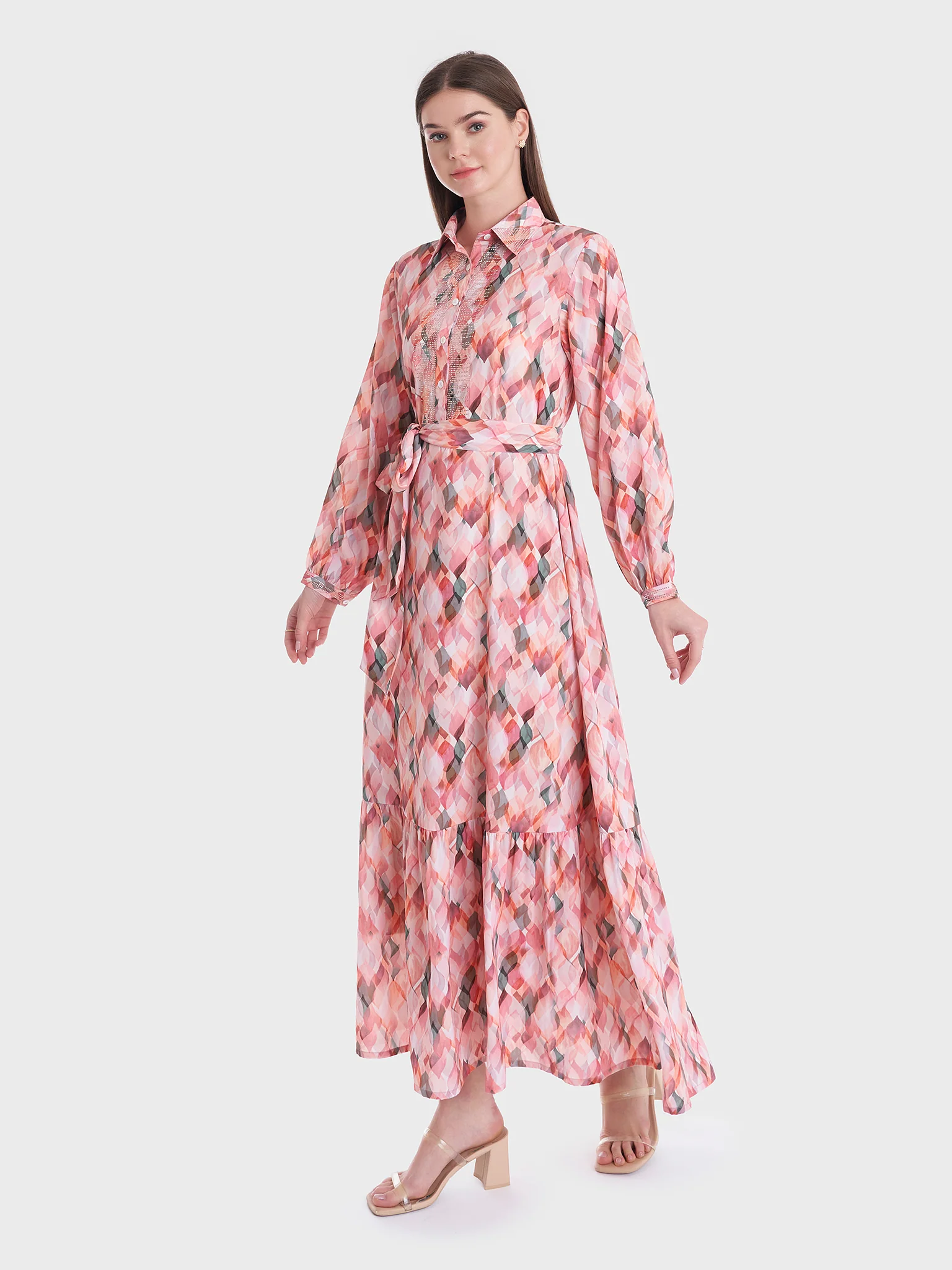 Abstract Print Shirt Dress (VDP161) - Image 3