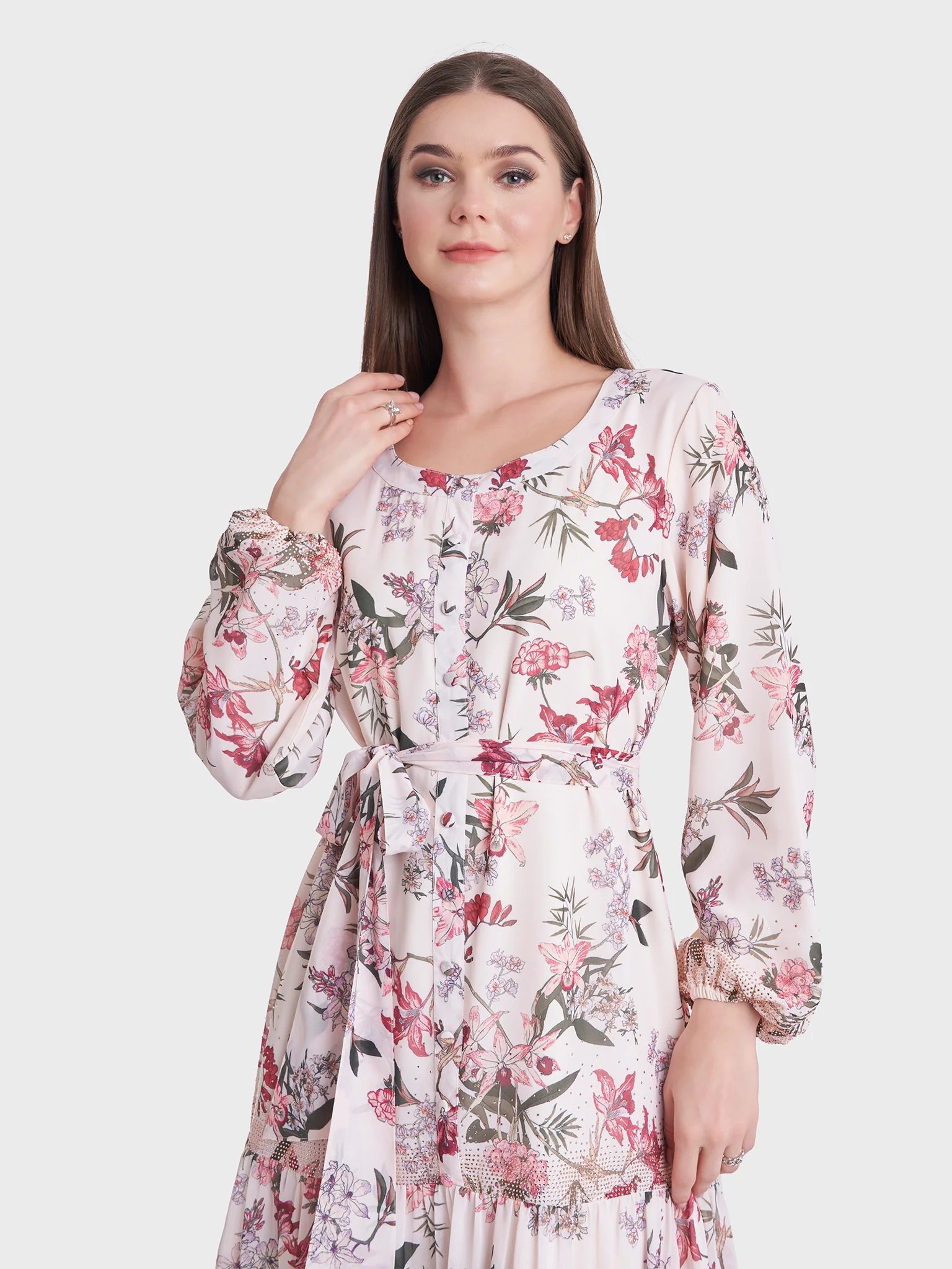 Georgette Floral Print Long Dress (VDP201)